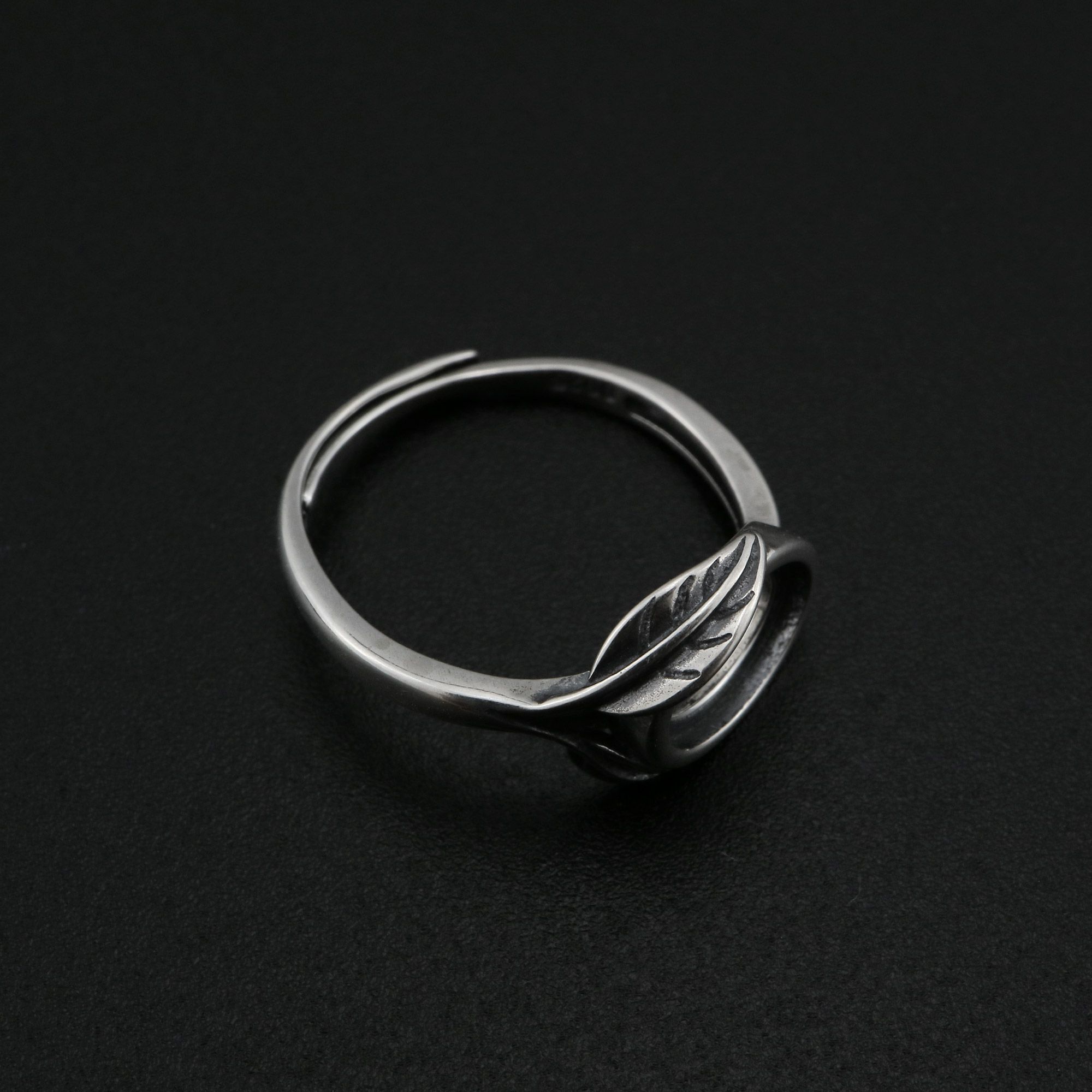 7x9MM Oval Bezel Ring Settings Antiqued Flower Solid 925 Sterling Silver DIY Adjustable Ring Gemstone Supplies 1223116 - Click Image to Close