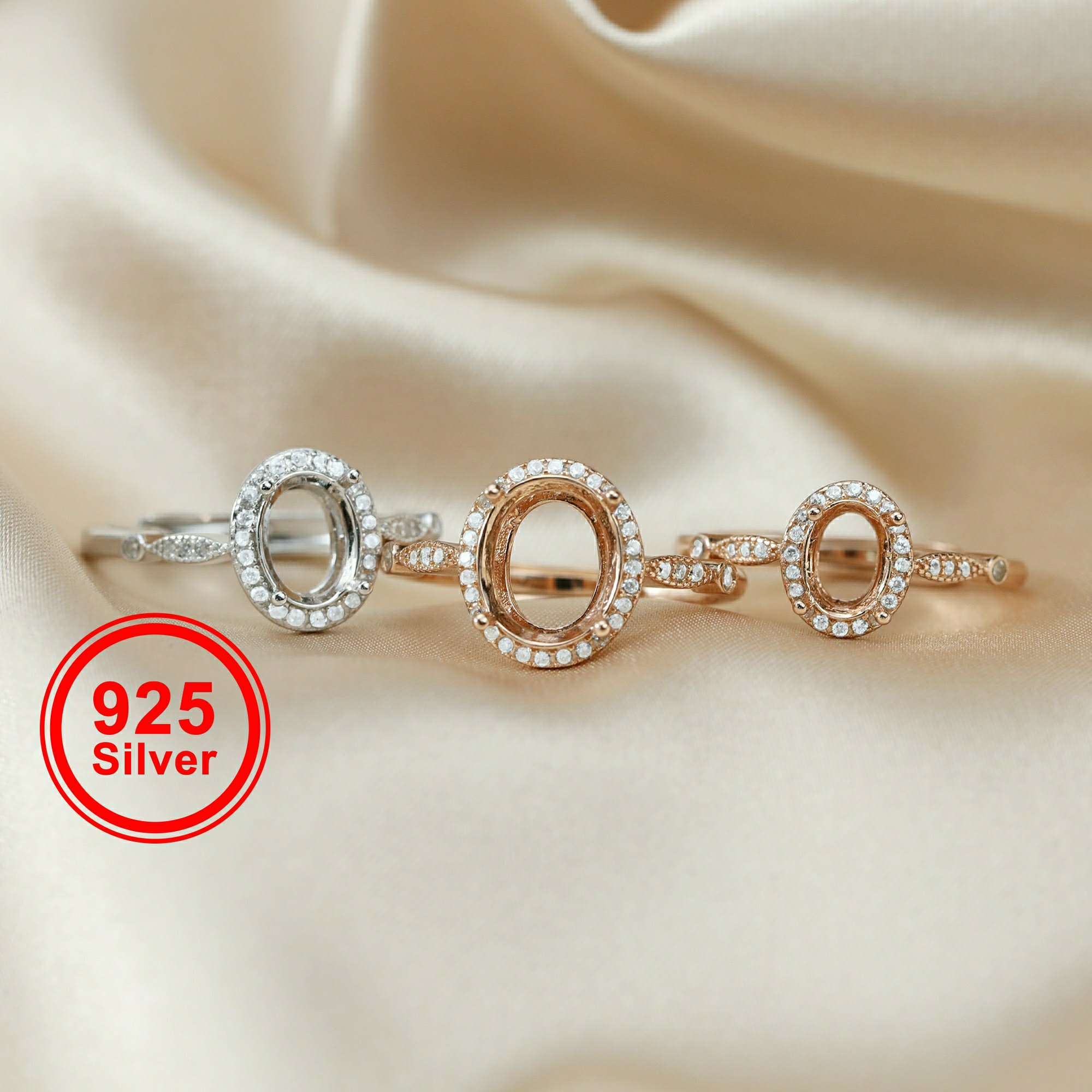 Sterling silver sales cabochon ring settings