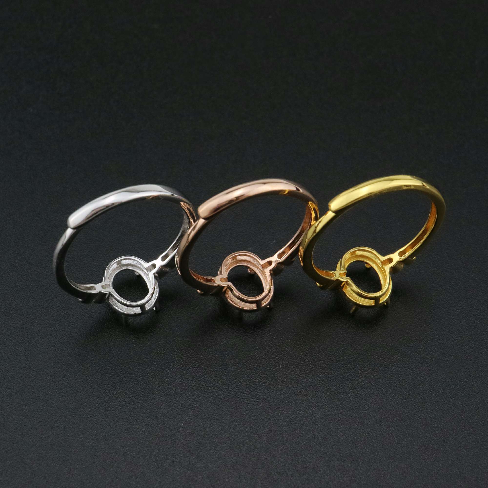 1Pcs 6x8MM Oval Prong Ring Settings Adjustable Vinatge Style Gold Plated Solid 925 Sterling Silver Bezel Tray for Gemstone 1224049 - Click Image to Close