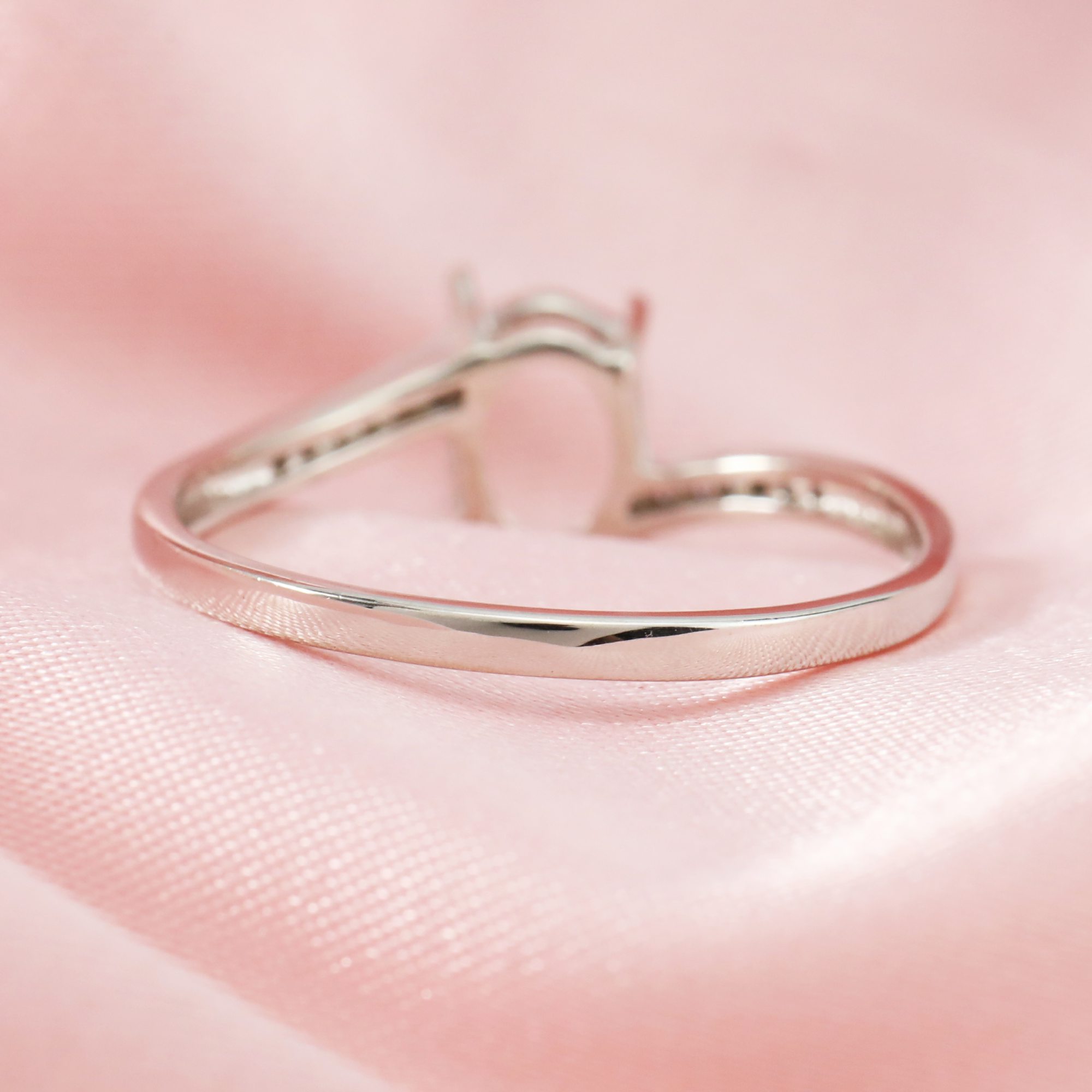 Oval Prong Ring Setttings Breast Milk Resin Bypass Shank Memory Jewelry Solid 14K 18K Gold DIY Ring Blank Wedding Band with Moissanite 1224051-1