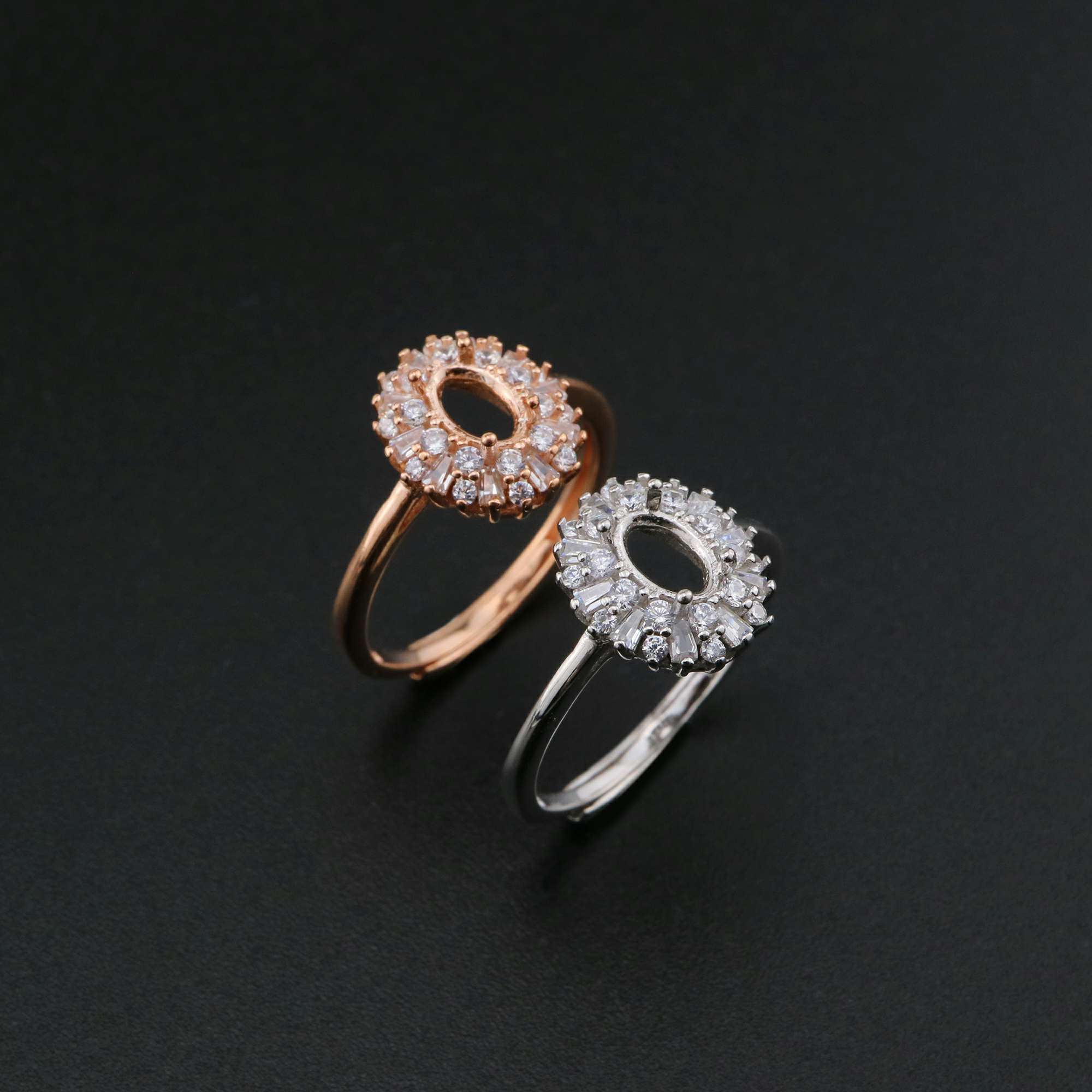 1Pcs 4x6MM Oval Prong Ring Settings Blank Adjustable Vintage Style Rose Gold Plated Solid 925 Sterling Silver DIY Bezel Tray for Gemstone 1224053 - Click Image to Close