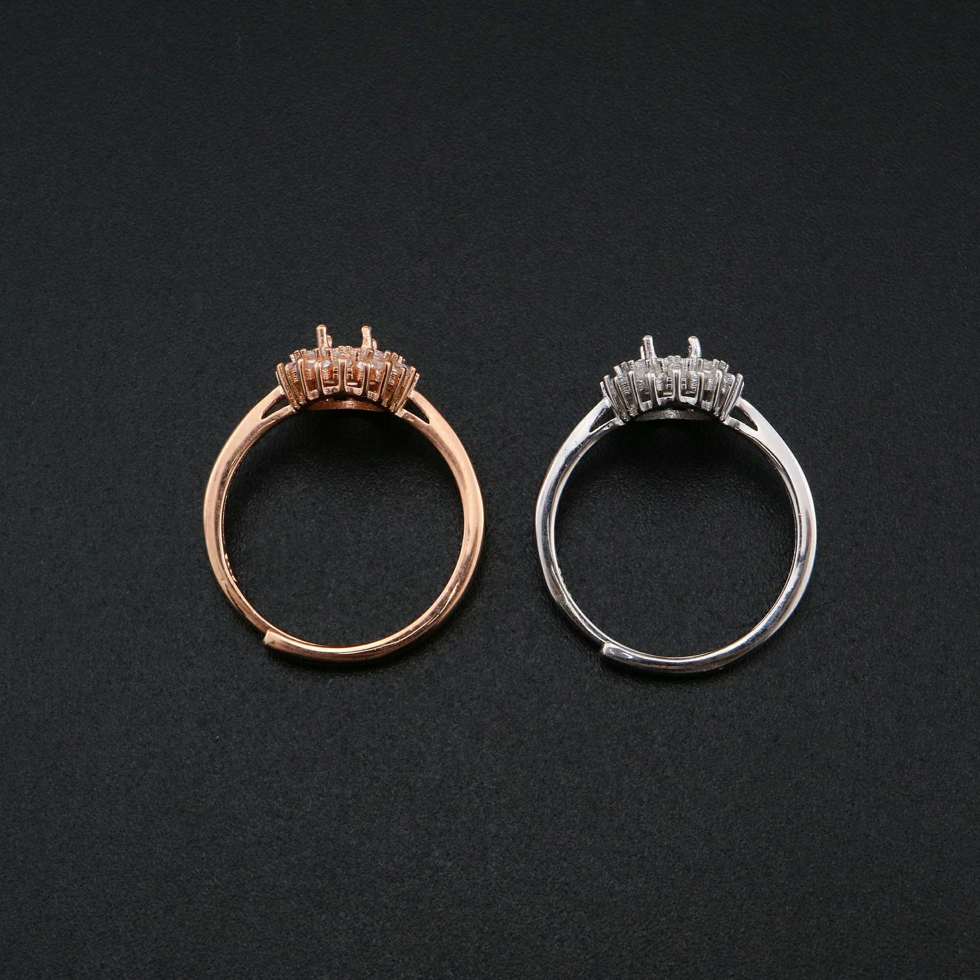1Pcs 4x6MM Oval Prong Ring Settings Blank Adjustable Vintage Style Rose Gold Plated Solid 925 Sterling Silver DIY Bezel Tray for Gemstone 1224053 - Click Image to Close