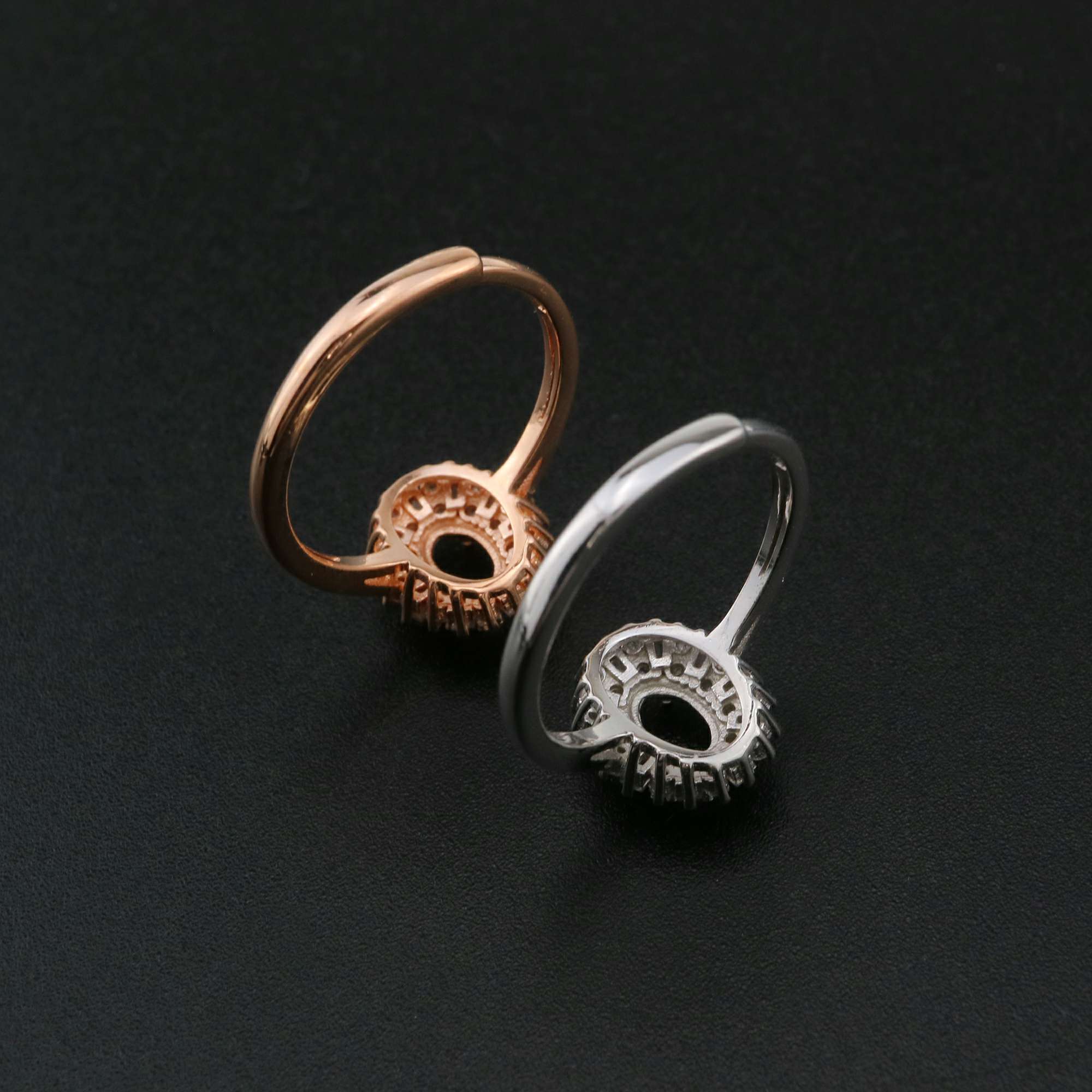 1Pcs 4x6MM Oval Prong Ring Settings Blank Adjustable Vintage Style Rose Gold Plated Solid 925 Sterling Silver DIY Bezel Tray for Gemstone 1224053 - Click Image to Close