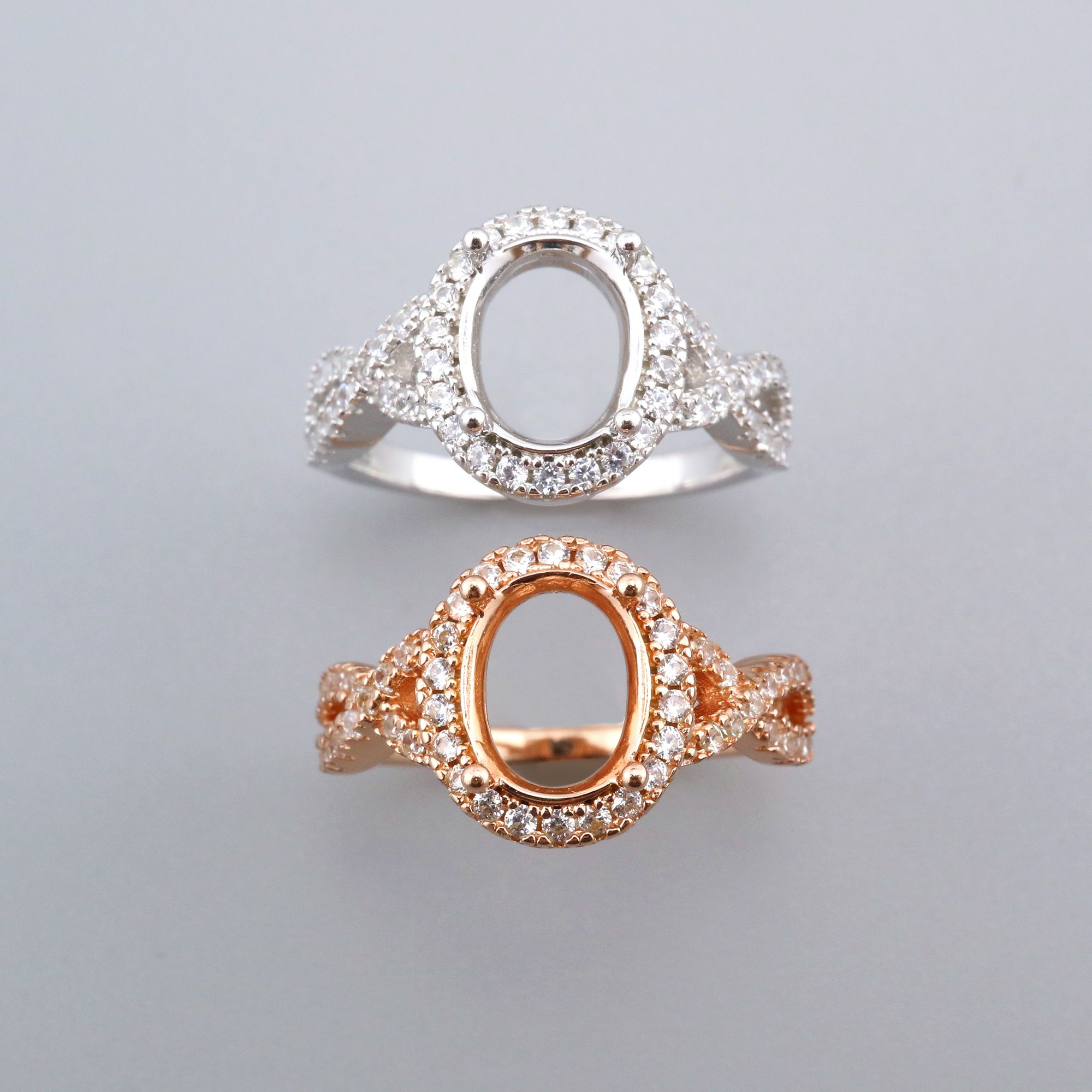 7x9MM Oval Prong Ring Settings Solid 925 Sterling Silver Rose Gold Plated Set Size DIY Ring Bezel for Gemstone Supplies 1224078 - Click Image to Close