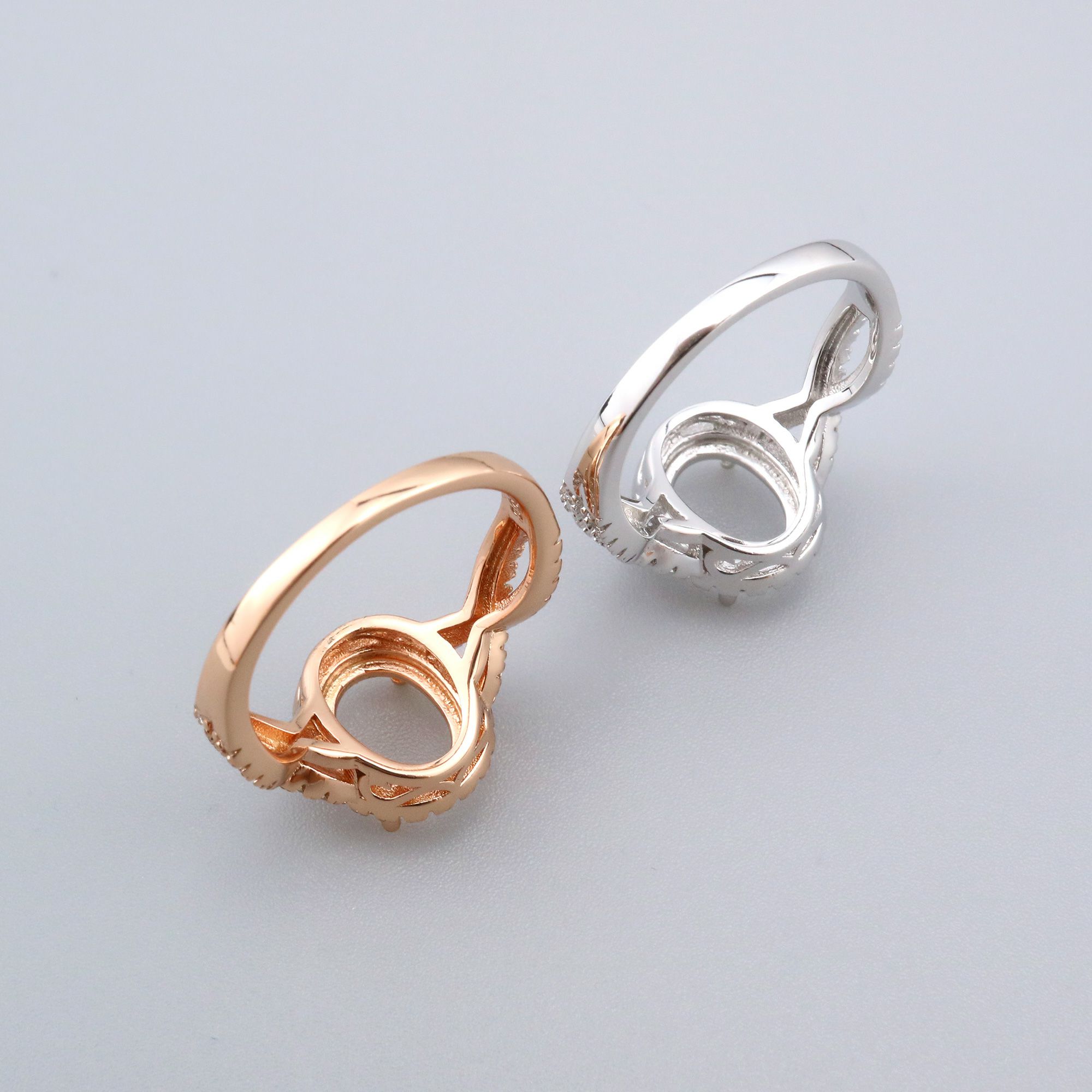 7x9MM Oval Prong Ring Settings Solid 925 Sterling Silver Rose Gold Plated Set Size DIY Ring Bezel for Gemstone Supplies 1224078 - Click Image to Close