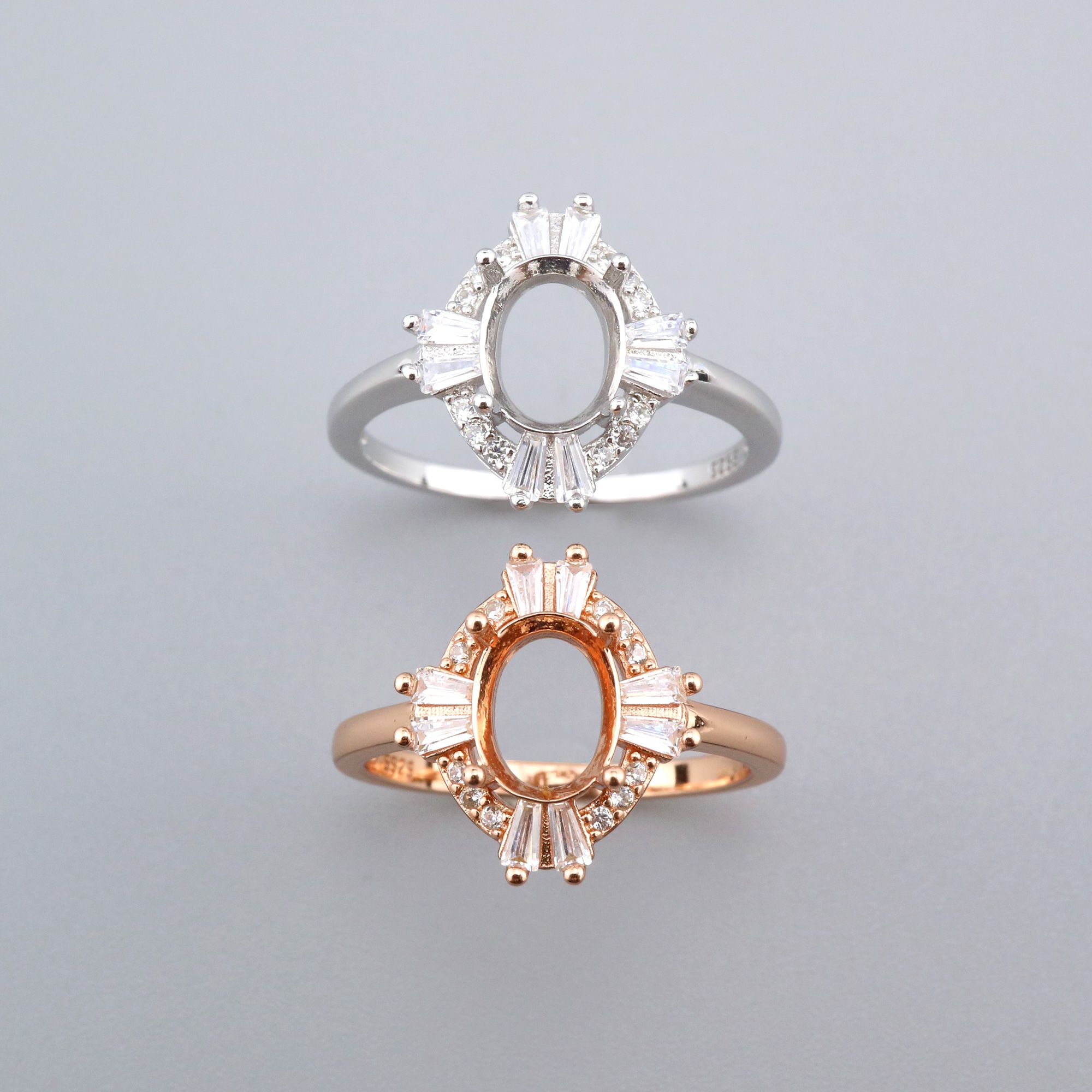 6x8MM Oval Prong Ring Settings Solid 925 Sterling Silver Rose Gold Plated Vintage Style Set Size DIY Ring Bezel for Gemstone Supplies 1224079 - Click Image to Close