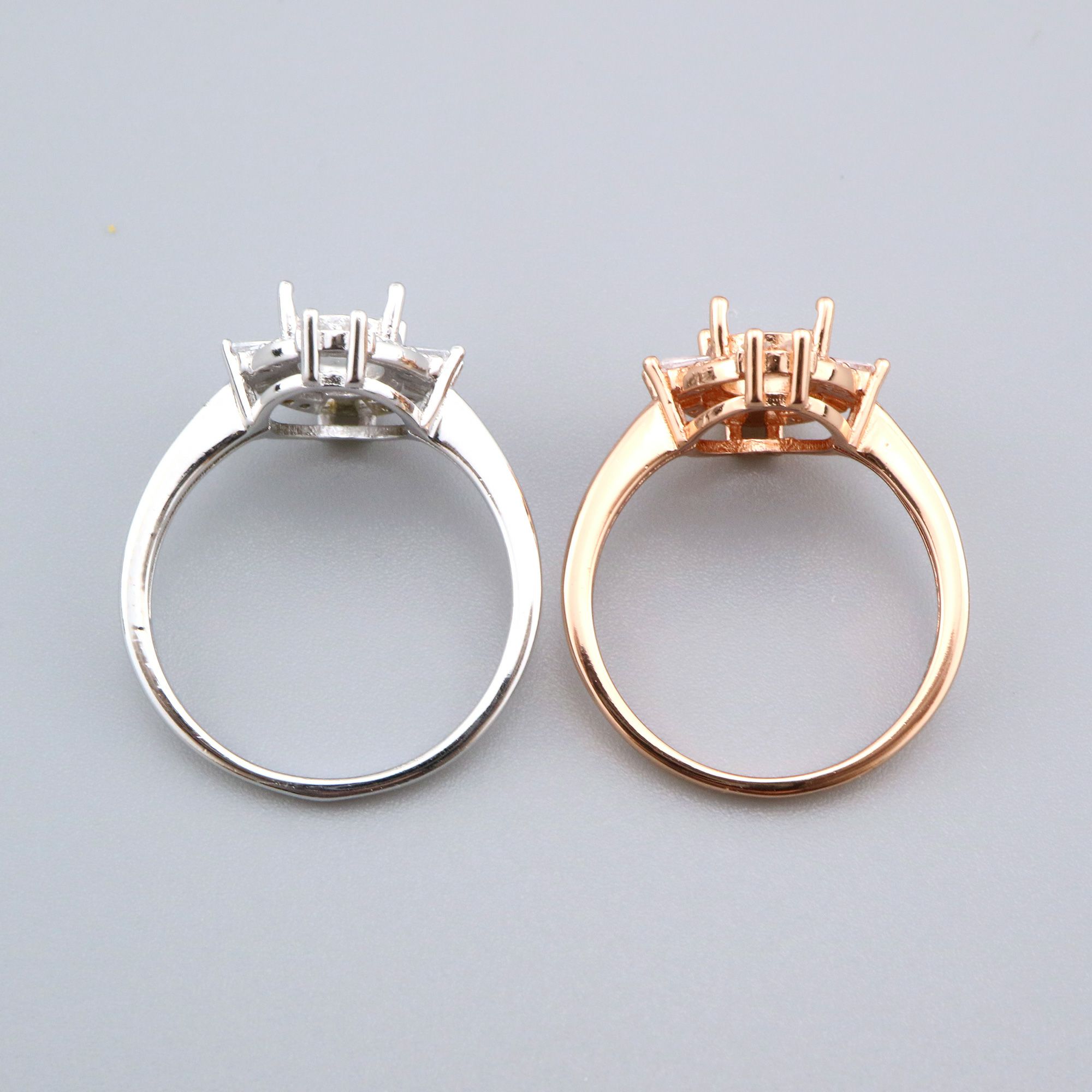 6x8MM Oval Prong Ring Settings Solid 925 Sterling Silver Rose Gold Plated Vintage Style Set Size DIY Ring Bezel for Gemstone Supplies 1224079 - Click Image to Close