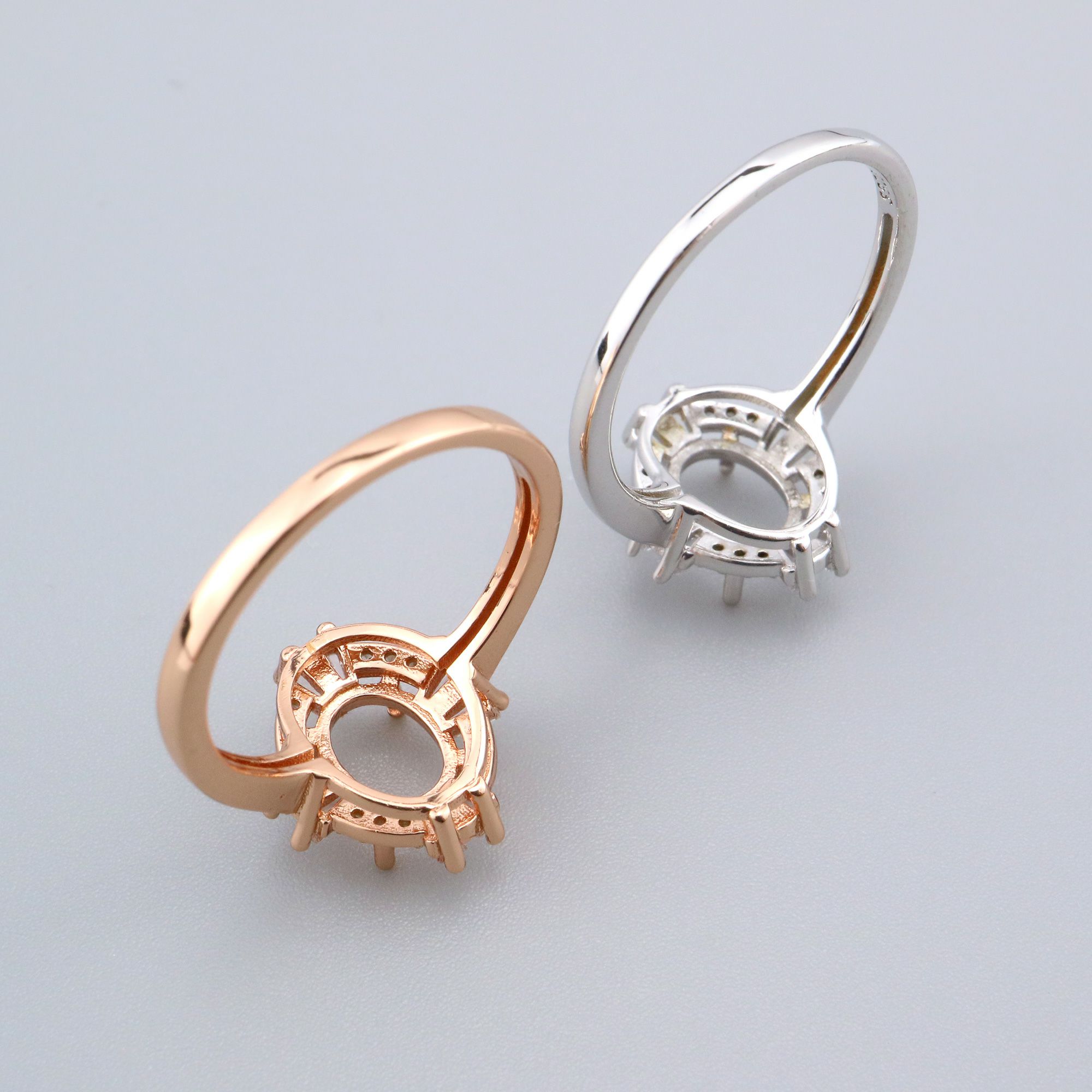 6x8MM Oval Prong Ring Settings Solid 925 Sterling Silver Rose Gold Plated Vintage Style Set Size DIY Ring Bezel for Gemstone Supplies 1224079 - Click Image to Close