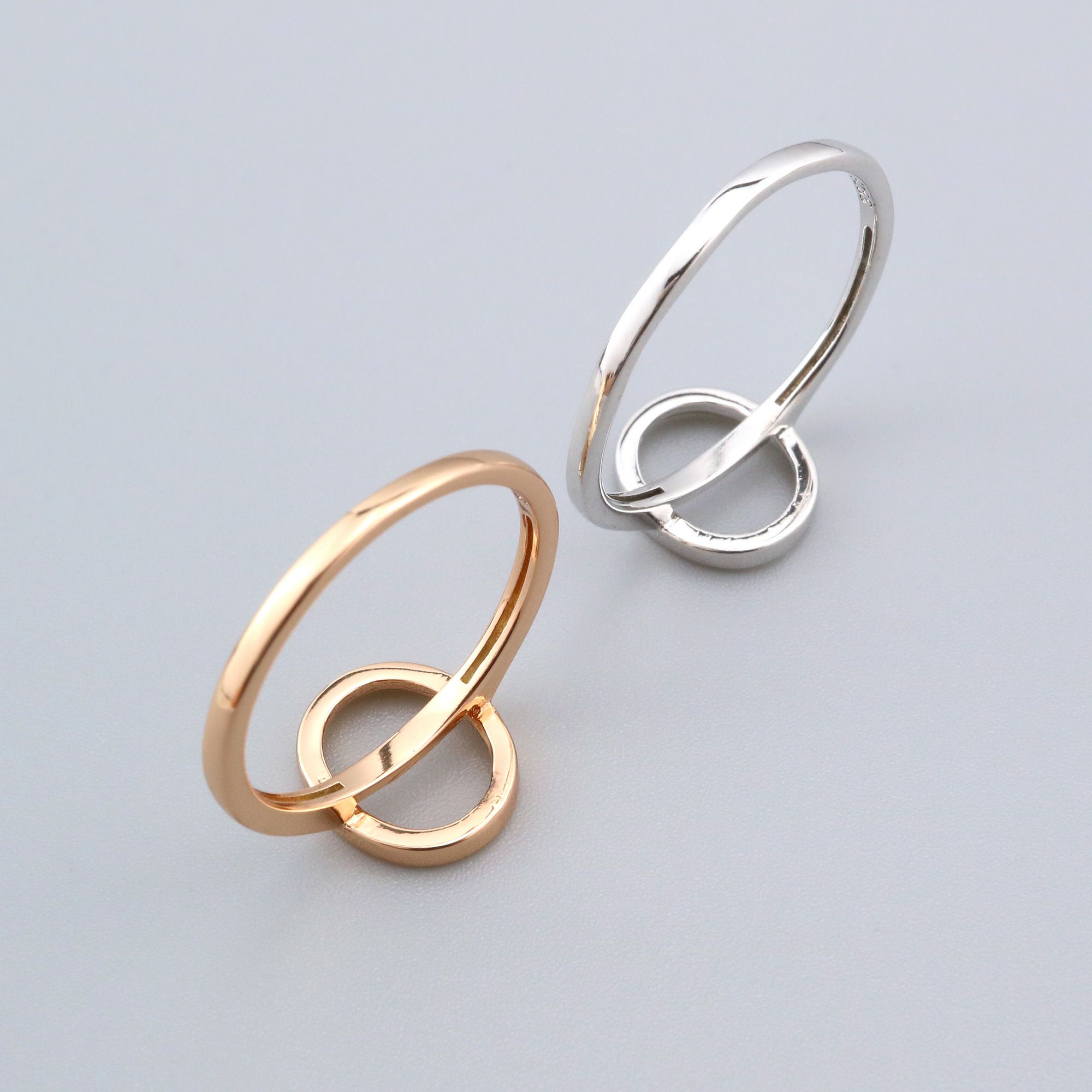 8x10MM Oval Ring Settings Solid 925 Sterling Silver Rose Gold Plated Set Size DIY Ring Bezel for Cabochon Gemstone Supplies 1224080 - Click Image to Close