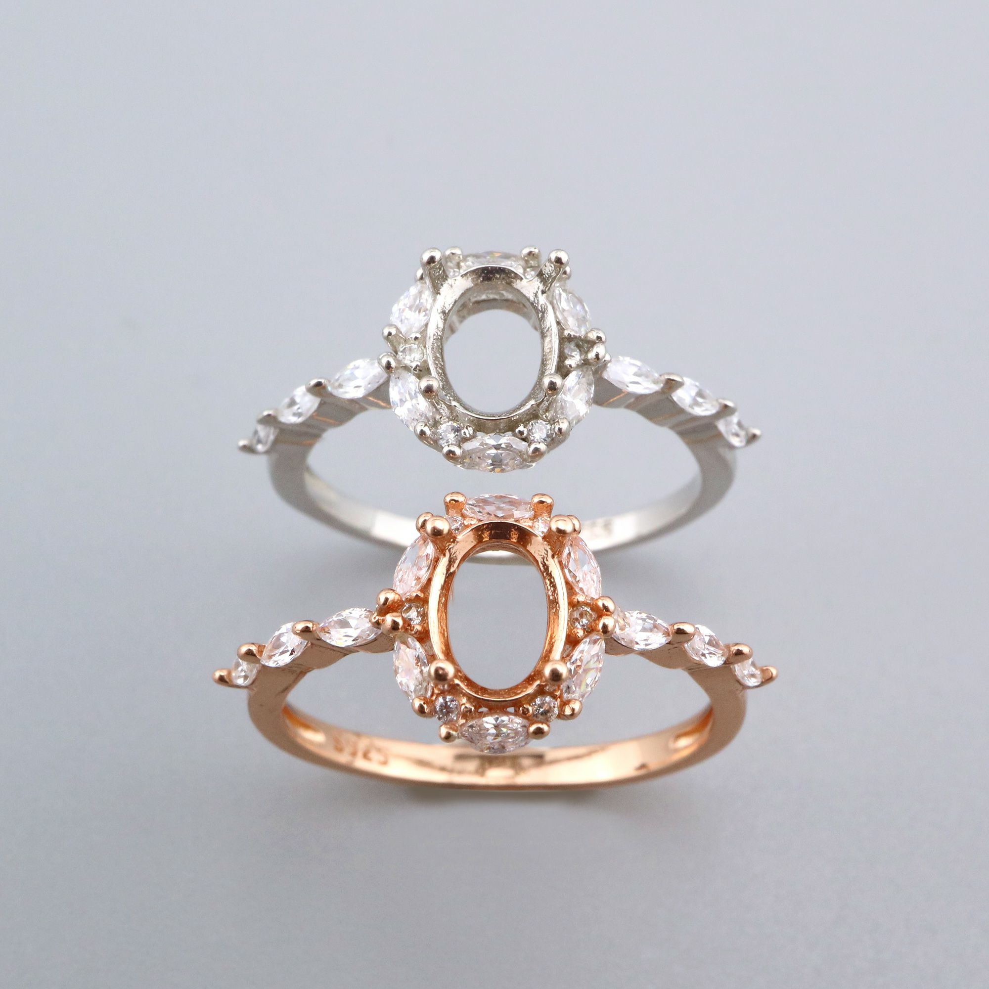 5x7MM Oval Prong Ring Settings Solid 925 Sterling Silver Rose Gold Plated Vintage Style Set Size DIY Ring Bezel for Gemstone Supplies 1224082 - Click Image to Close