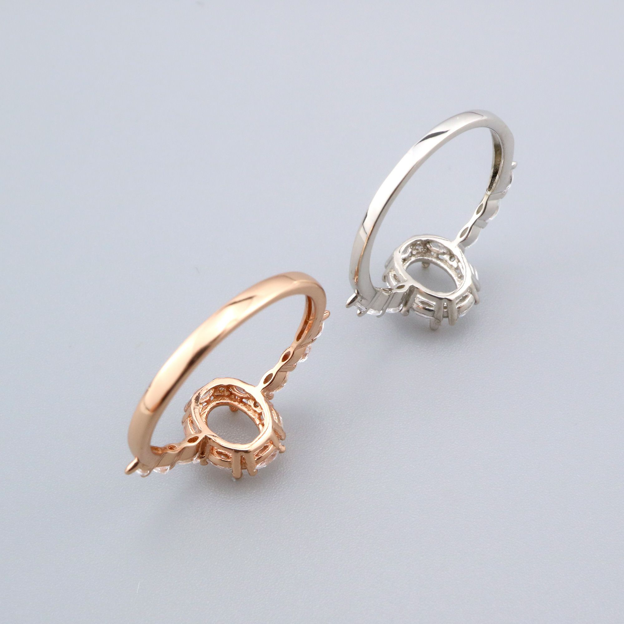 5x7MM Oval Prong Ring Settings Solid 925 Sterling Silver Rose Gold Plated Vintage Style Set Size DIY Ring Bezel for Gemstone Supplies 1224082 - Click Image to Close