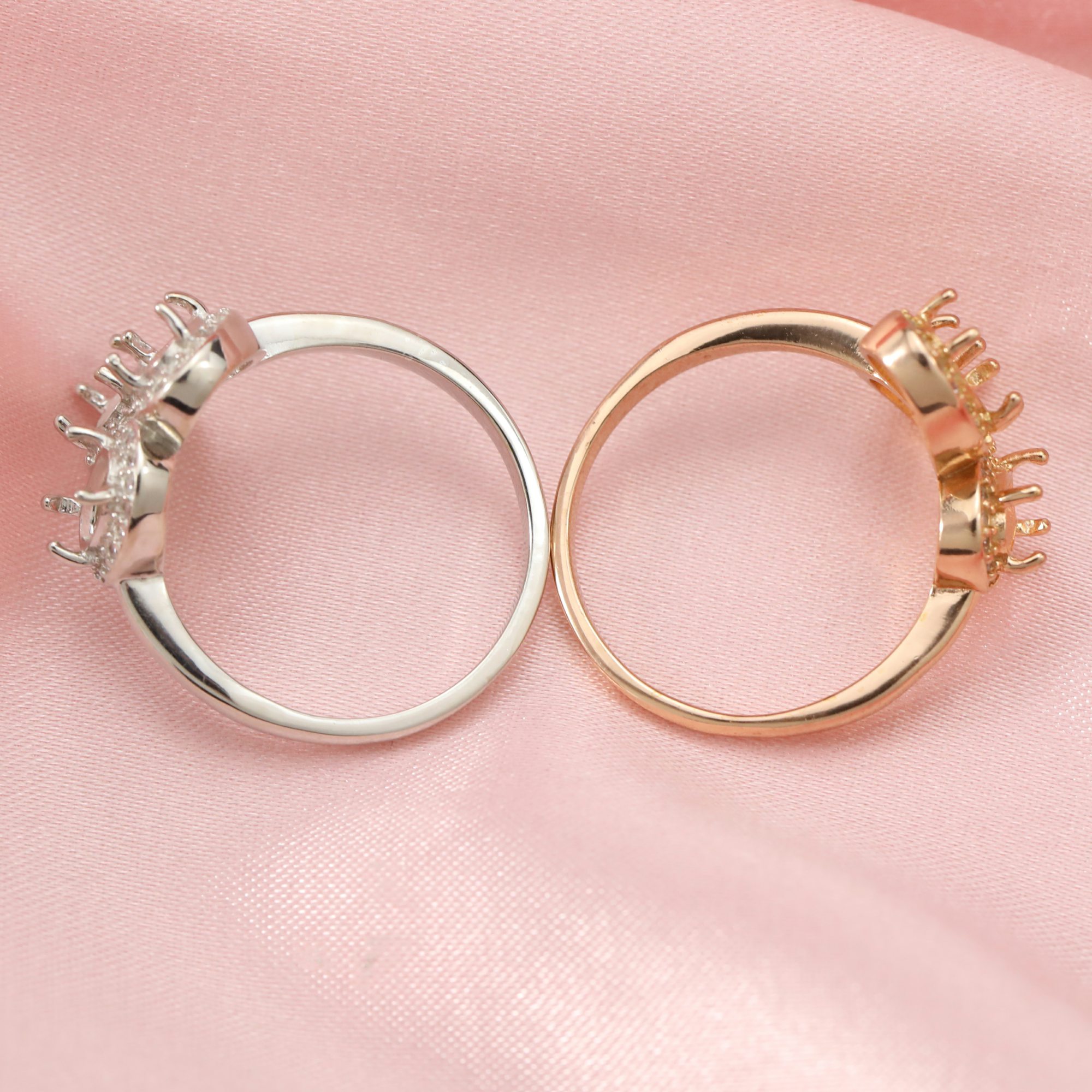 4x6MM Keepsake Breast Milk Three Stones Oval Prong Ring Settings Resin Solid 14K Gold Moissanite Accents DIY Ring Blank Band for Gemstone 1224089-1 - Click Image to Close