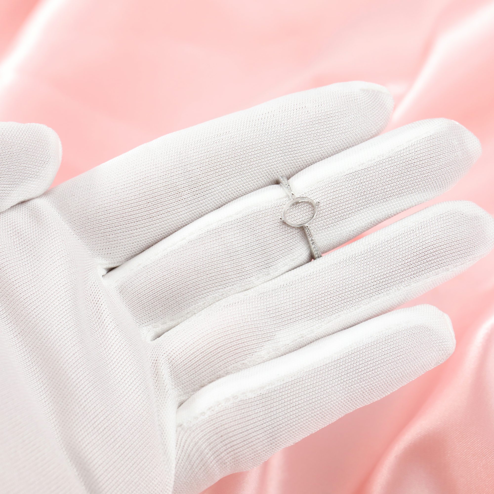 6x8MM Oval Prong Ring Setttings Memory Jewelry Solid 14K 18K Gold DIY Ring Blank Wedding Band with Moissanite 1224105-1