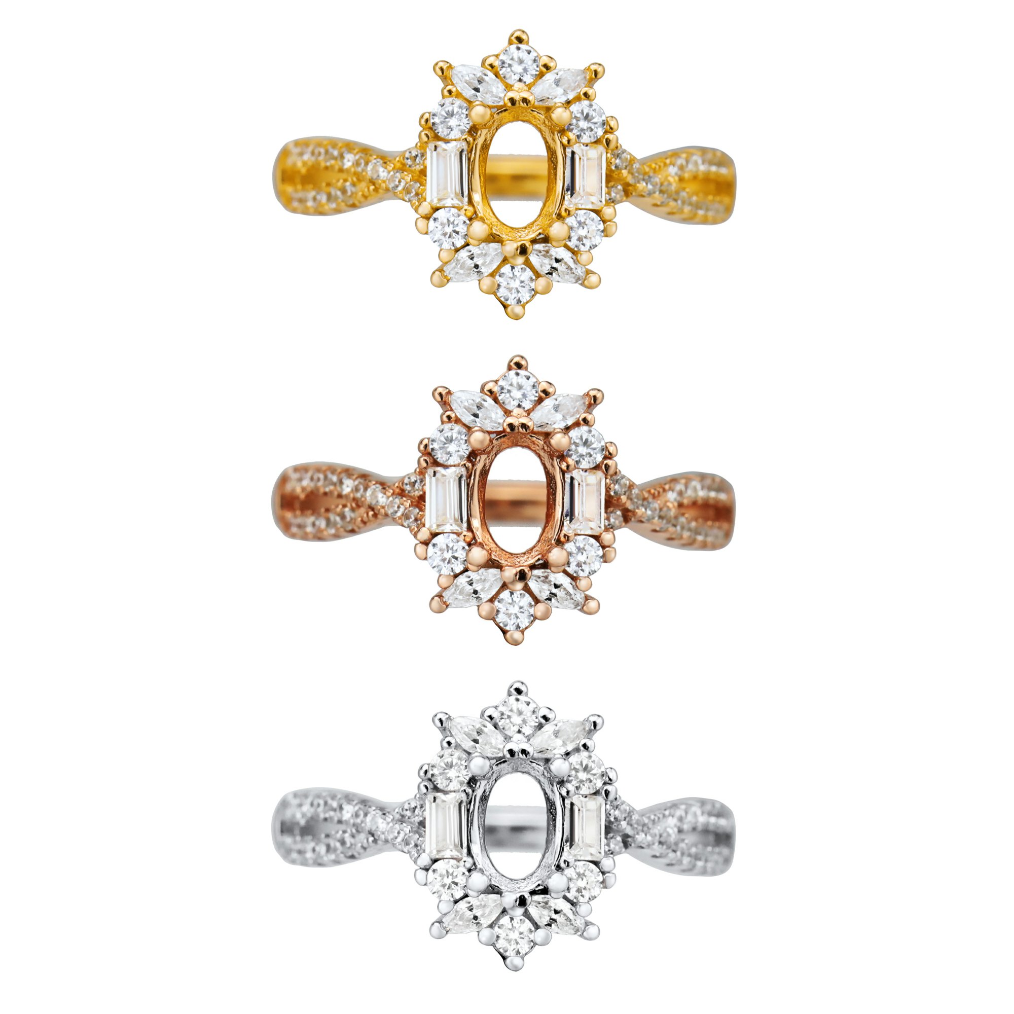 4x6MM Oval Prong Ring Blank Settings Art Deco Bezel Solid 925 Sterling Silver Rose Gold Plated Ring Band for Gemstone 1224108 - Click Image to Close