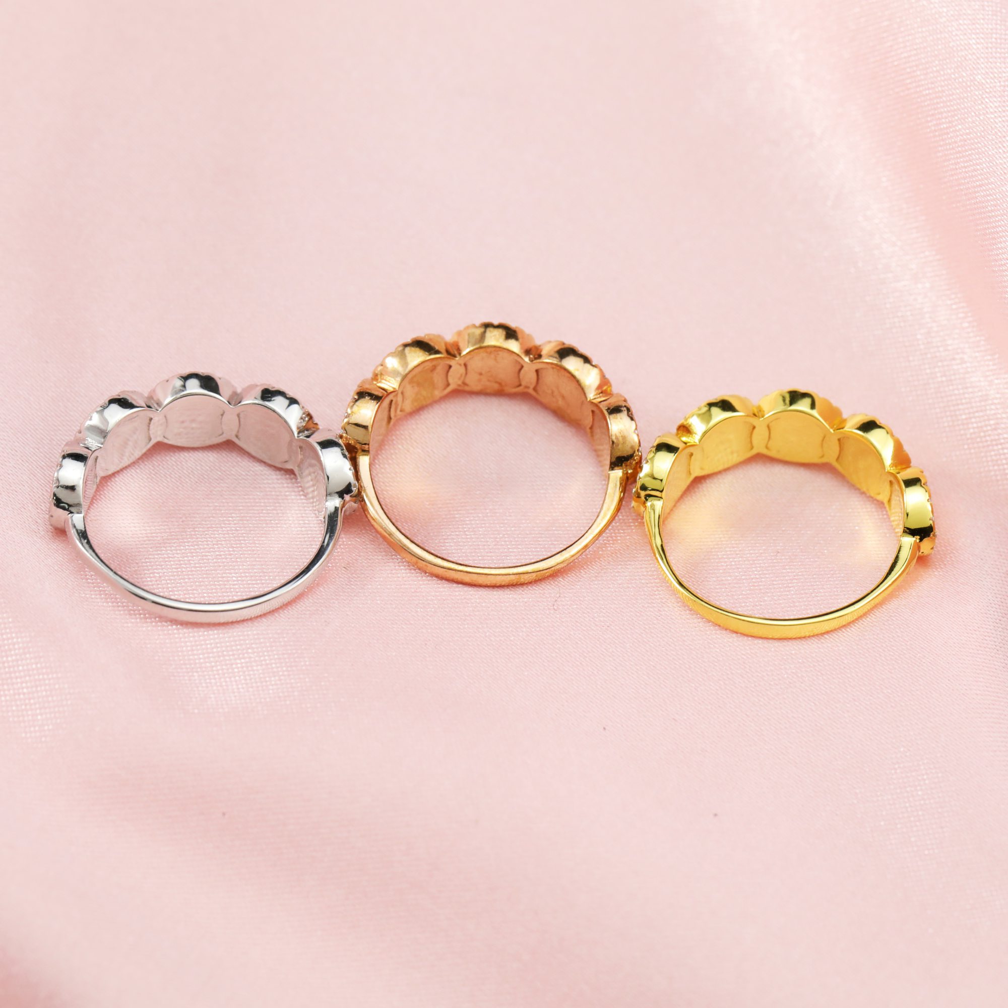 Keepsake Breast Milk 4MM Round Ring Settings Star Resin Solid 14K Gold Moissanite Accents DIY Ring Blank Band for Gemstone 1224120-1