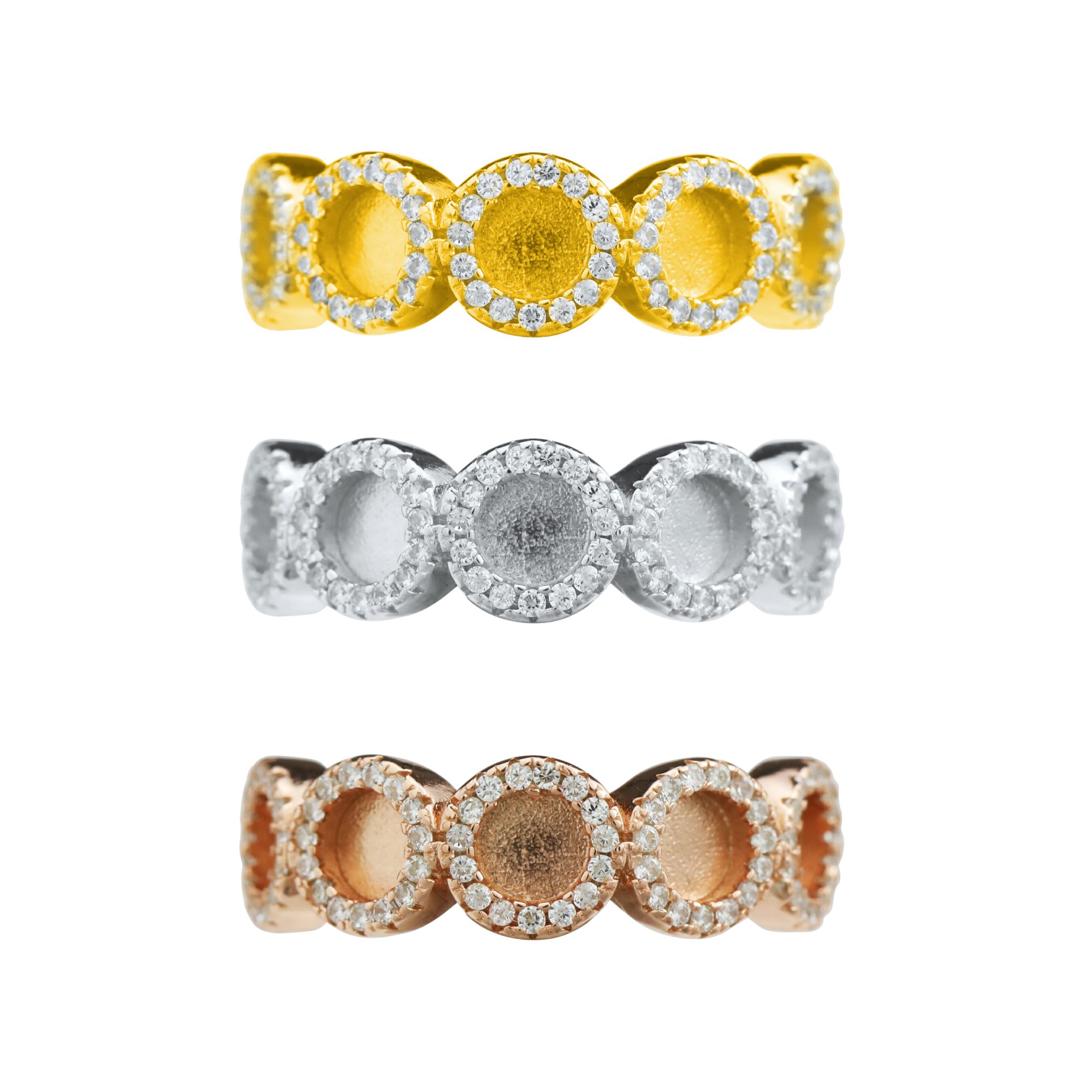 4MM Round Keepsake Breast Milk Resin 5 Stones Ring Bezel Settings Rose Gold Plated Solid 925 Sterling Silver Adjustable Ring 1224120