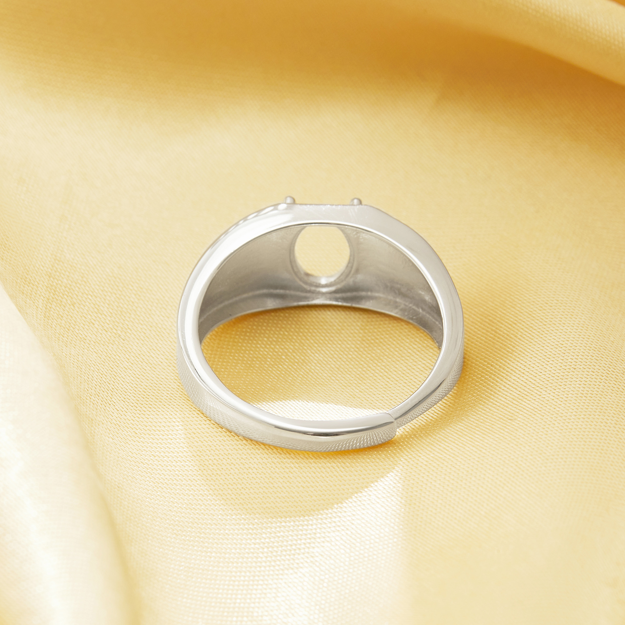 6x8MM Oval Prong Ring Blank Settings,Solid 925 Sterling Silver Ring,Men's Ring,Adjustable Ring,DIY Ring Supplies For Gemstone 1224225 - Click Image to Close
