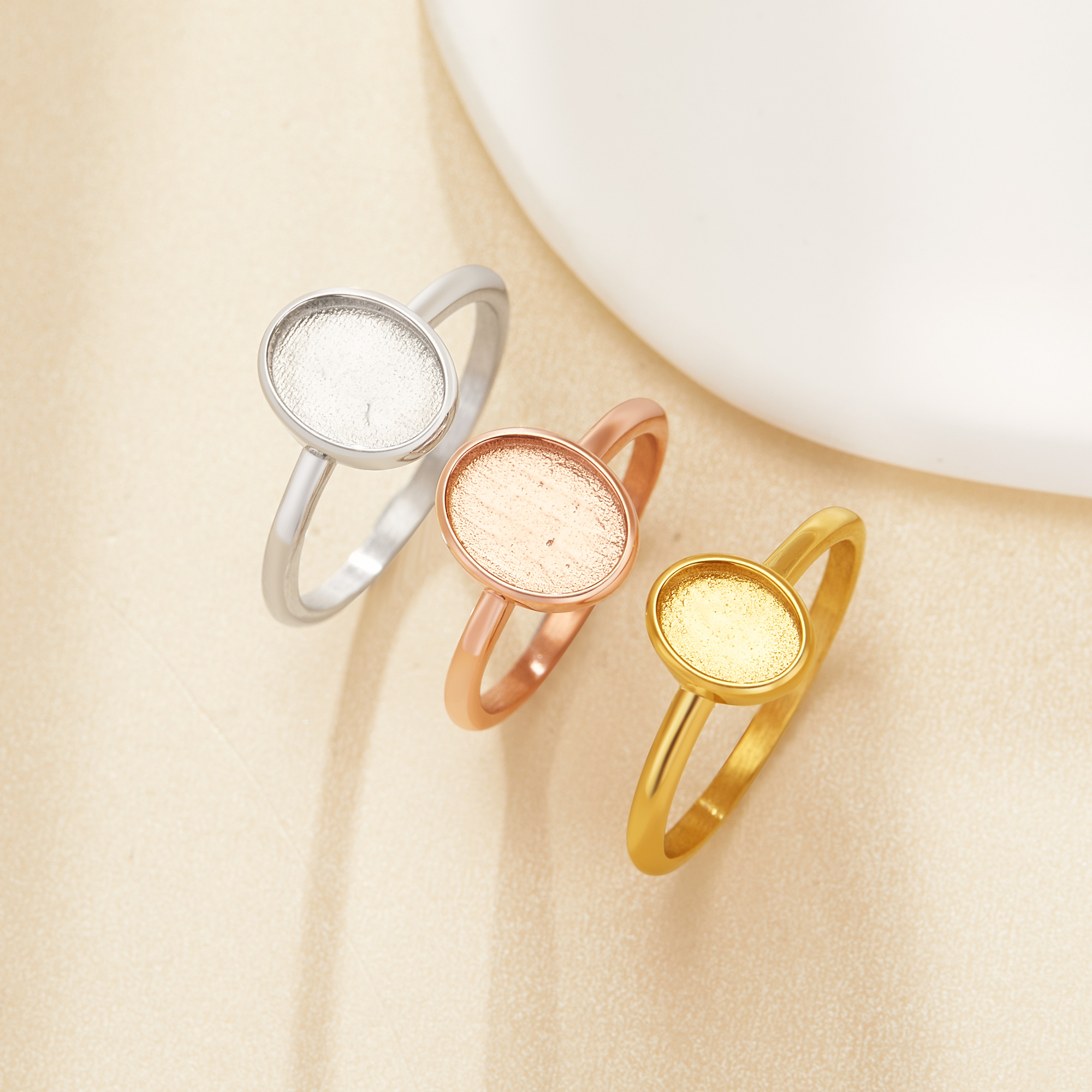 Keepsake Breast Milk Resin Oval Bezel Ring Settings,Stainless Steel Resin DIY Handmade Findings Ring Blank Supplies 1224230