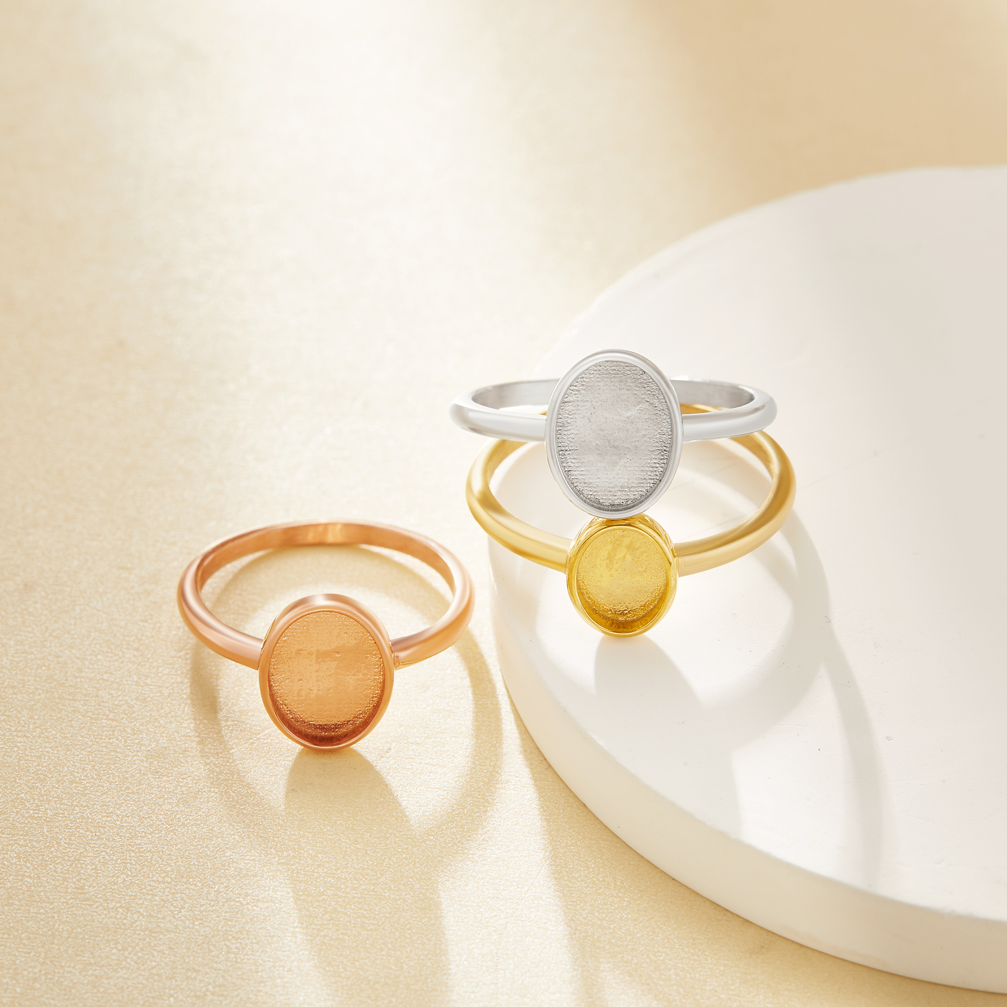 Keepsake Breast Milk Resin Oval Bezel Ring Settings,Stainless Steel Resin DIY Handmade Findings Ring Blank Supplies 1224230