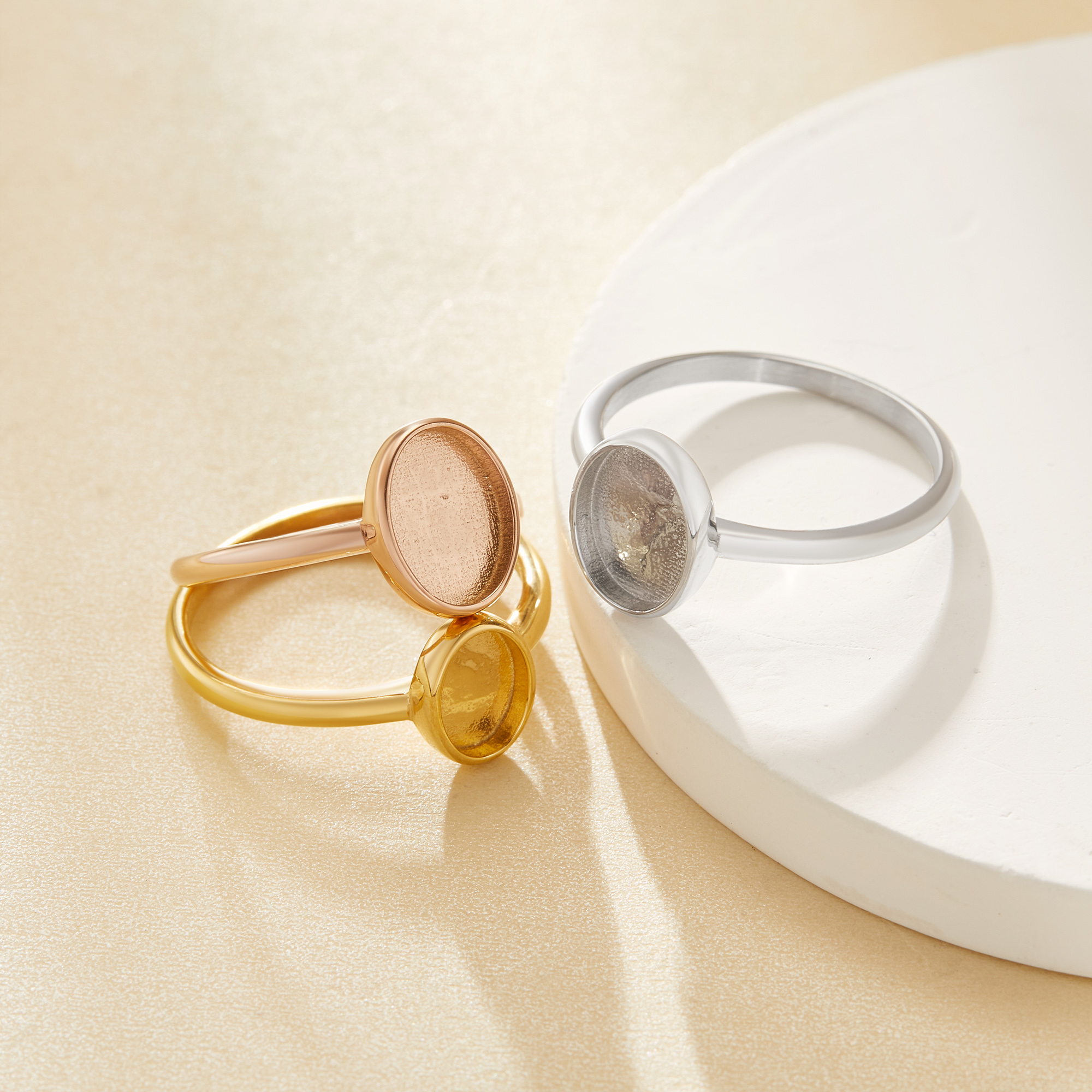 Keepsake Breast Milk Resin Oval Bezel Ring Settings,Stainless Steel Resin DIY Handmade Findings Ring Blank Supplies 1224230