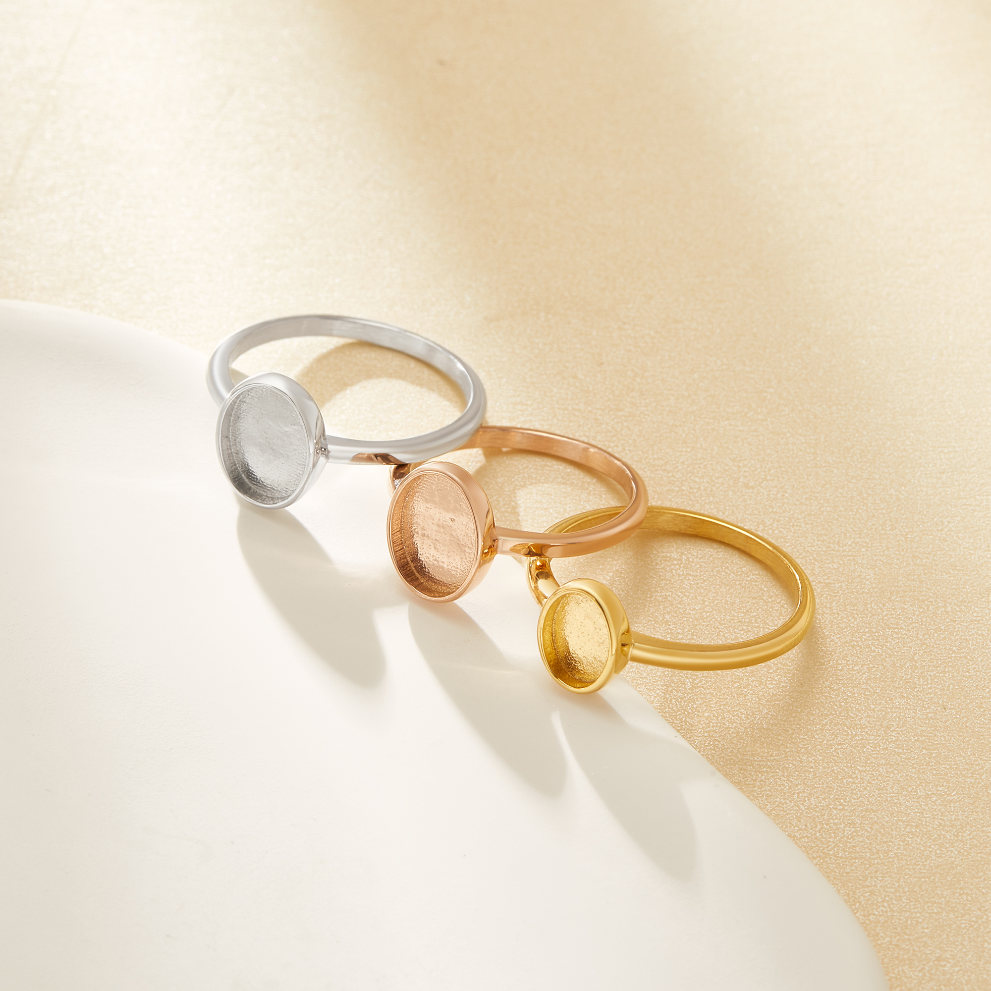 Keepsake Breast Milk Resin Oval Bezel Ring Settings,Stainless Steel Resin DIY Handmade Findings Ring Blank Supplies 1224230