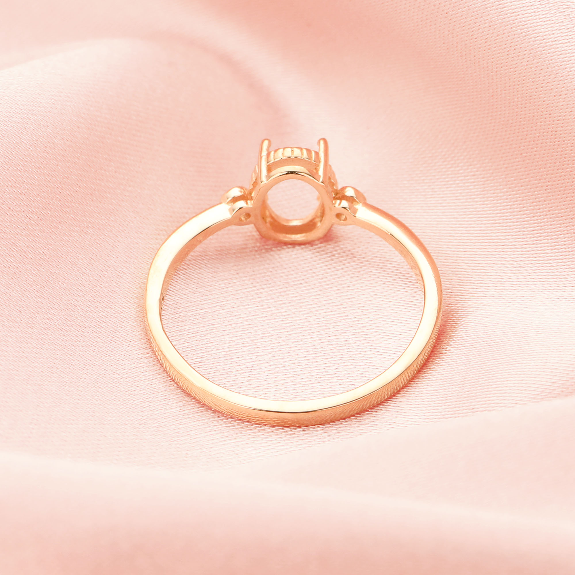 Oval Prong Ring Settings,Solid 14K 18K Gold Moissanite Ring,Round Halo CZ Stone Shank Ring,Keepsake Ring,DIY Ring Bezel For Gemstone 1225005 - Click Image to Close