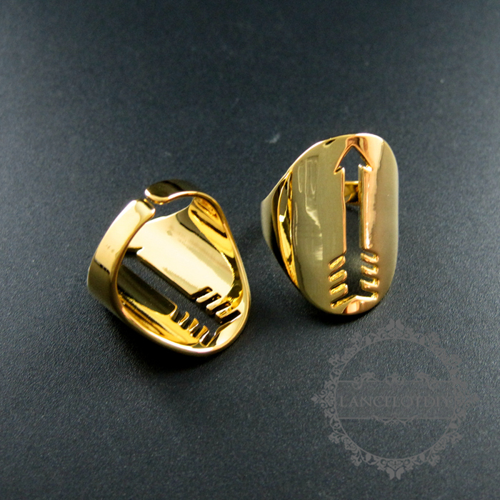 5pcs 27x18mm gold plated brass fashion arrow oval ring women jewelry 1294035 - Click Image to Close