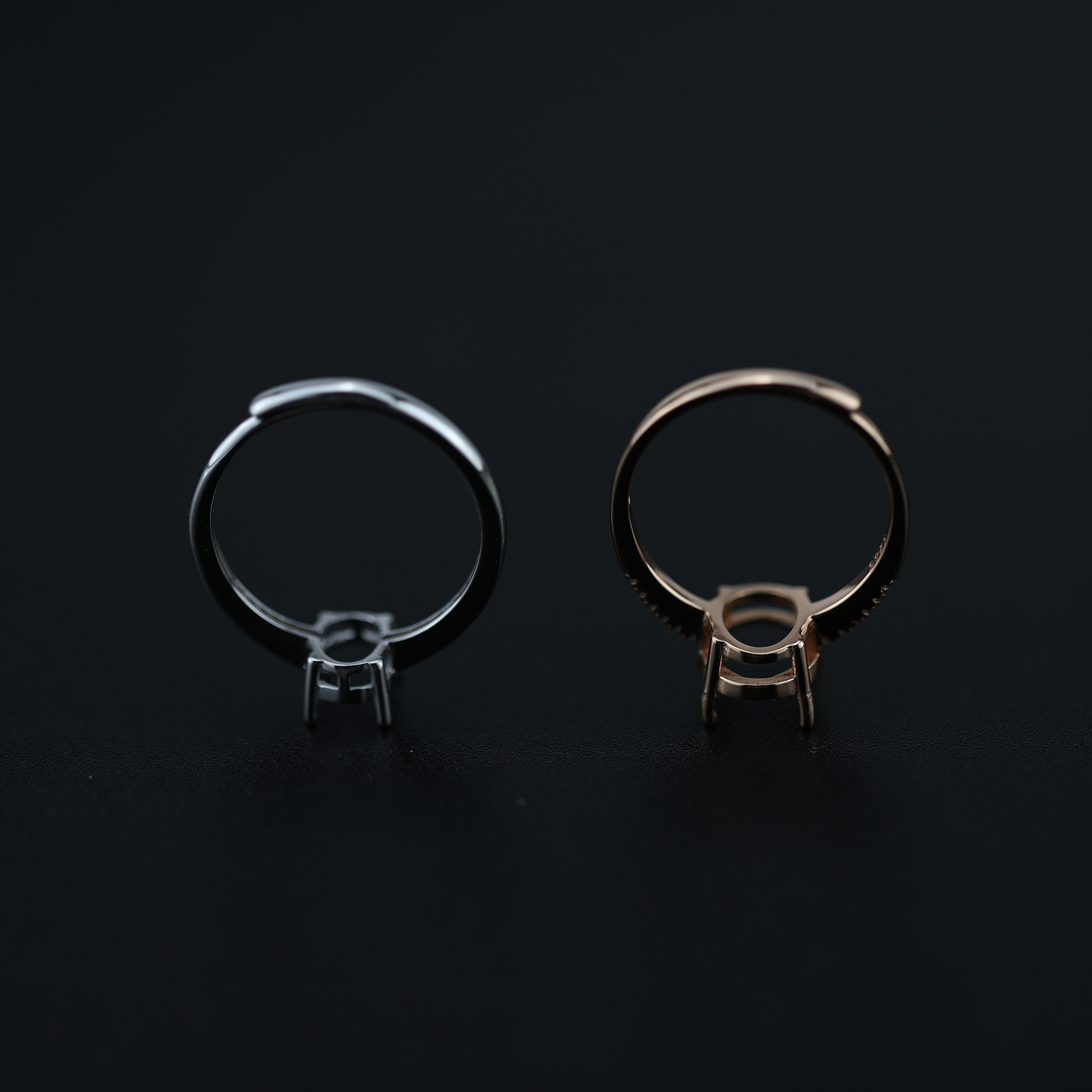 1Pcs Multiple Size Oval Prong Bezel Rose Gold Plated Solid 925 Sterling Silver DIY Adjustable Ring Settings for Moissanite Gemstone 1294167 - Click Image to Close