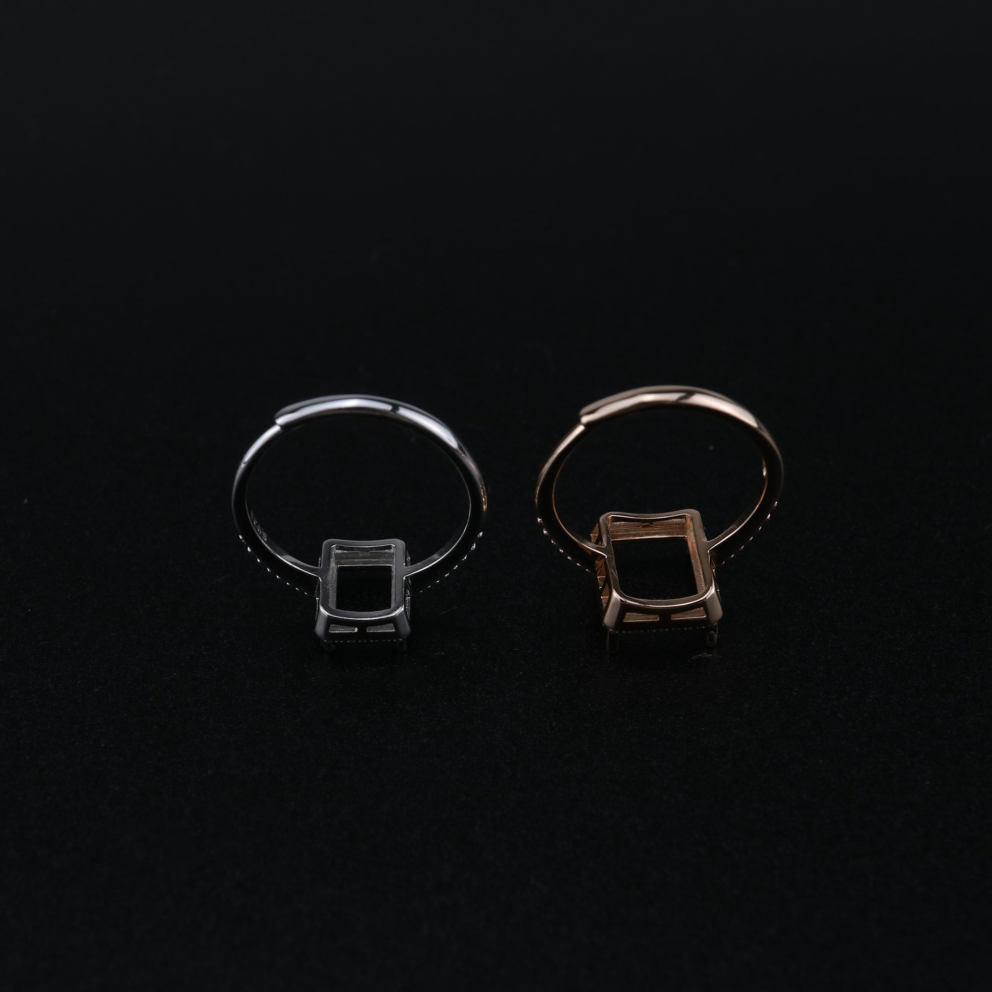 1Pcs Mulitiple Size Rose Gold Plated Solid 925 Sterling Silver Rectangle Millgraine Frame DIY Adjustable Ring Settings for Gemstone 1294170 - Click Image to Close