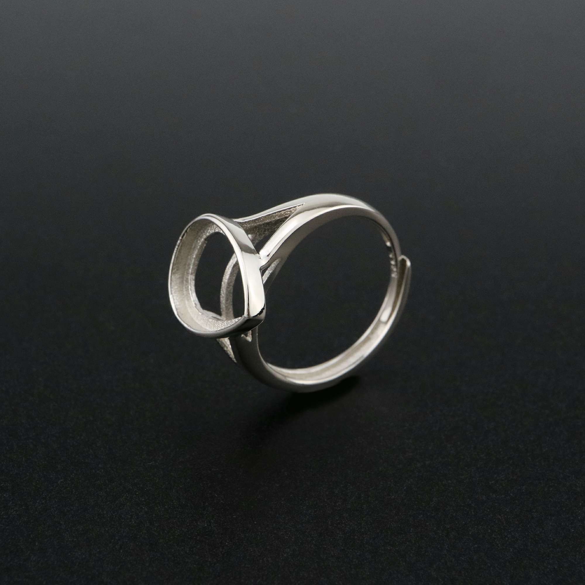 1Pcs Pear Bezel Ring Settings Blank Adjustable Simple Split Shank Solid 925 Sterling Silver DIY Tray for Cabochon Gemstone 1294180 - Click Image to Close