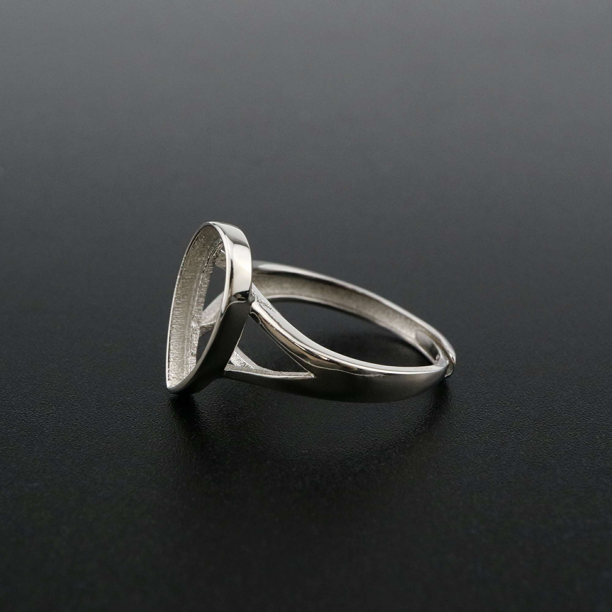 1Pcs Pear Bezel Ring Settings Blank Adjustable Simple Split Shank Solid 925 Sterling Silver DIY Tray for Cabochon Gemstone 1294180 - Click Image to Close