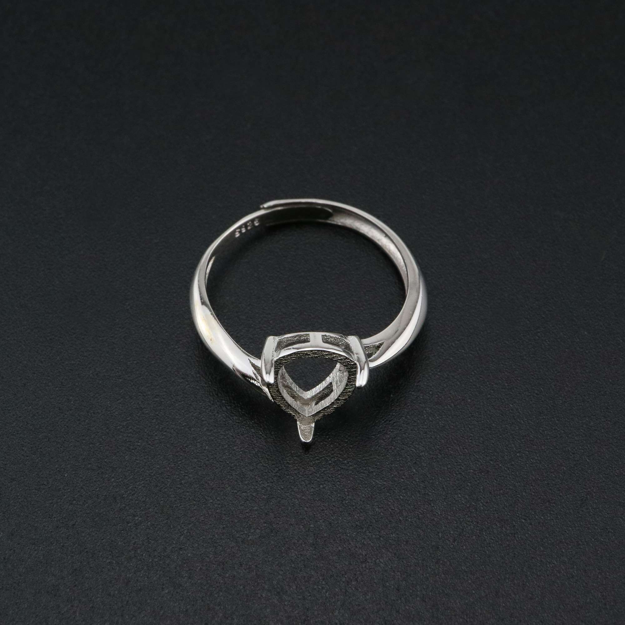 1Pcs Pear Bezel Ring Settings Blank Adjustable Simple Bypass Shank Solid 925 Sterling Silver DIY Tray for Cabochon Gemstone 1294182 - Click Image to Close