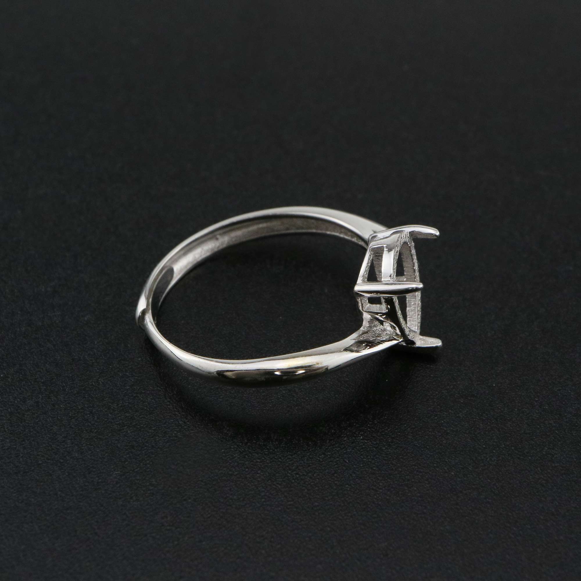 1Pcs Pear Bezel Ring Settings Blank Adjustable Simple Bypass Shank Solid 925 Sterling Silver DIY Tray for Cabochon Gemstone 1294182 - Click Image to Close