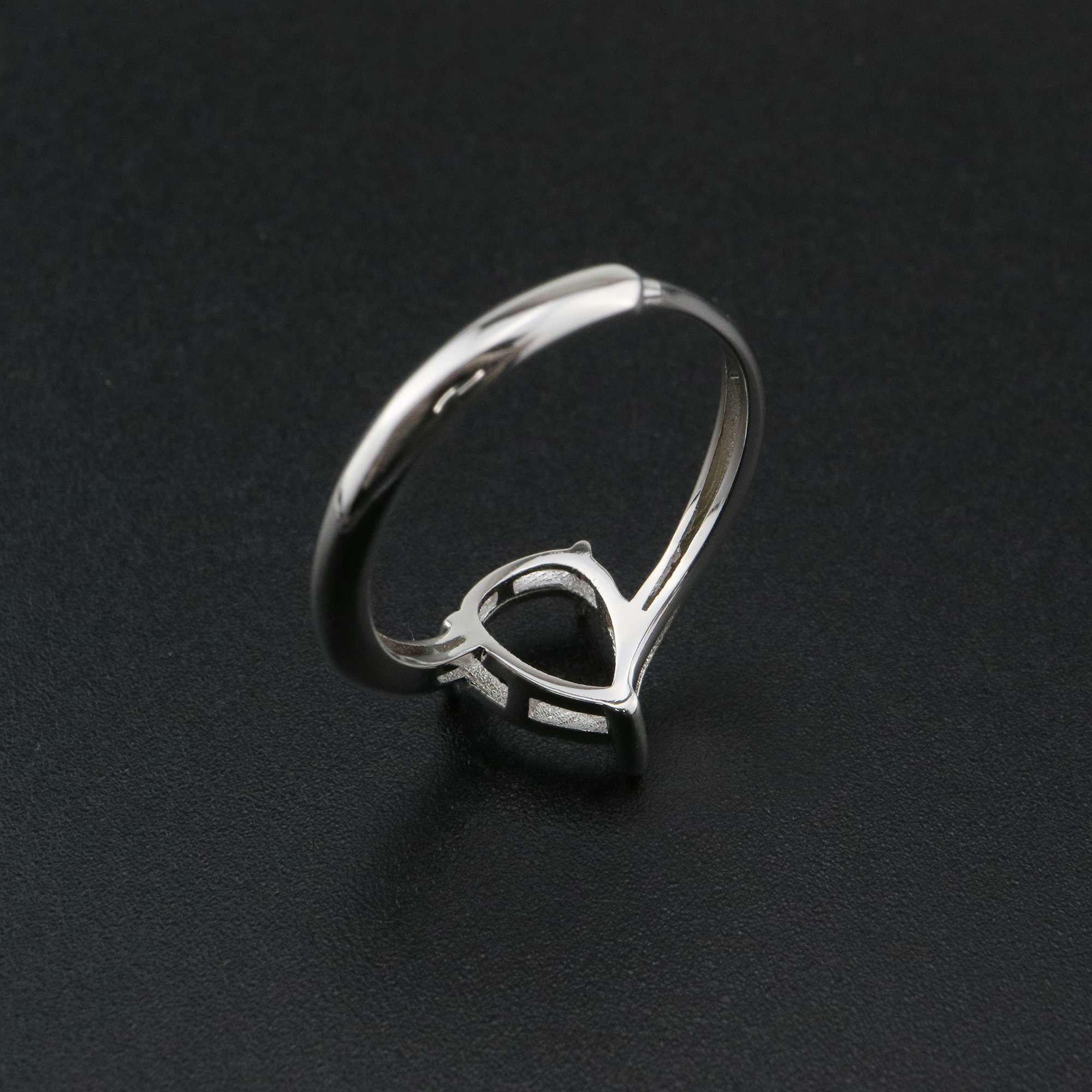 1Pcs Pear Bezel Ring Settings Blank Adjustable Simple Bypass Shank Solid 925 Sterling Silver DIY Tray for Cabochon Gemstone 1294182 - Click Image to Close