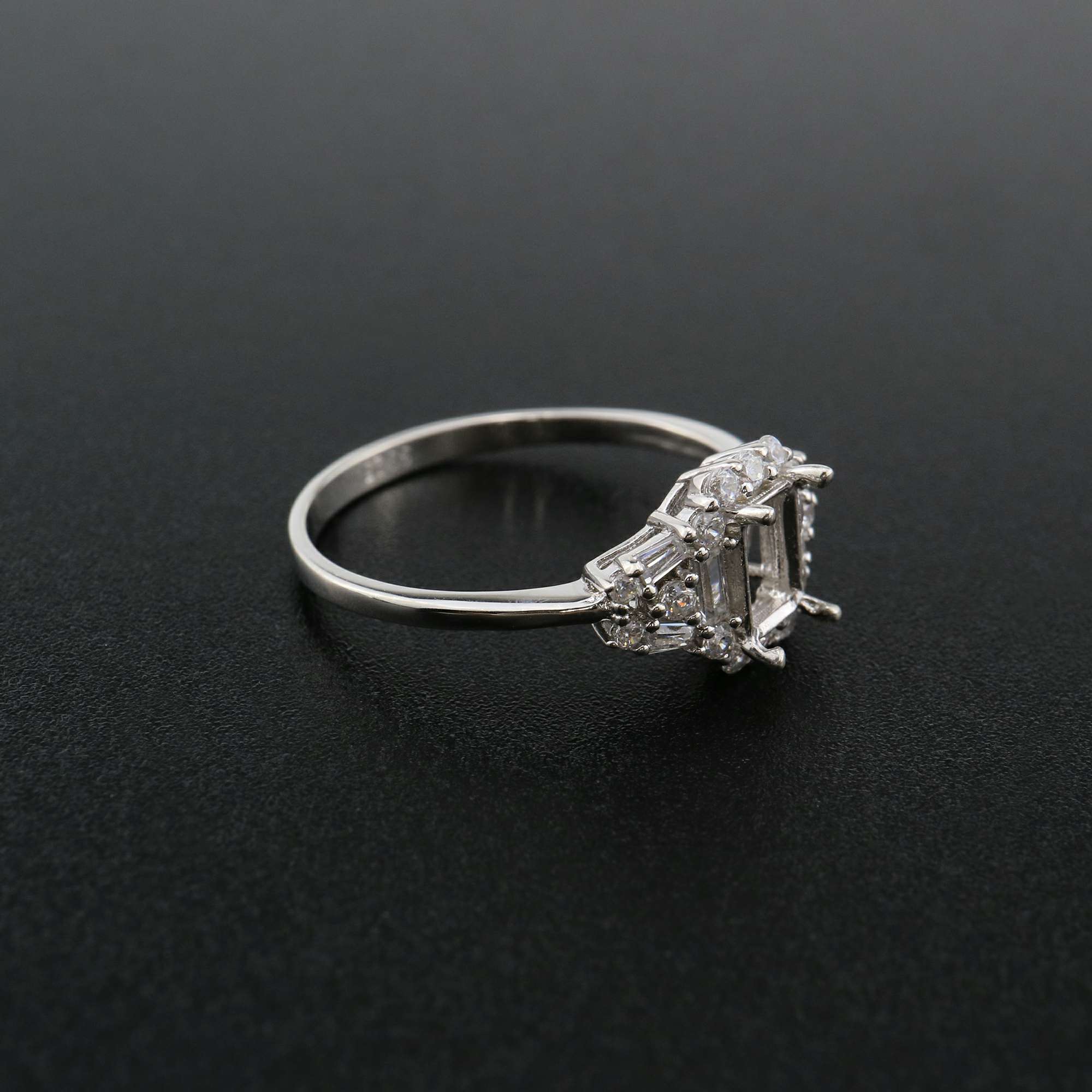 1Pcs 4x6MM Rectangle Prong Ring Settings Blank Rose Gold Plated Solid 925 Sterling Silver DIY Bezel Tray for Gemstone 1294197 - Click Image to Close