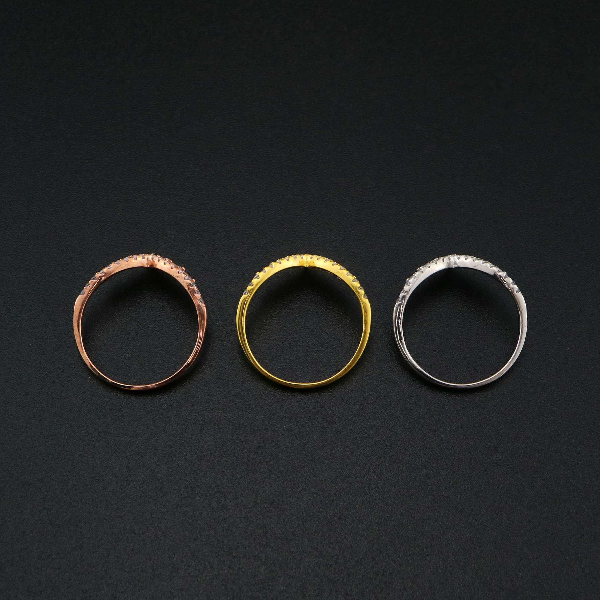 1Pcs Rose Gold Plated Solid 925 Sterling Silver DIY Adjustable Stackable Ring 1294199 - Click Image to Close