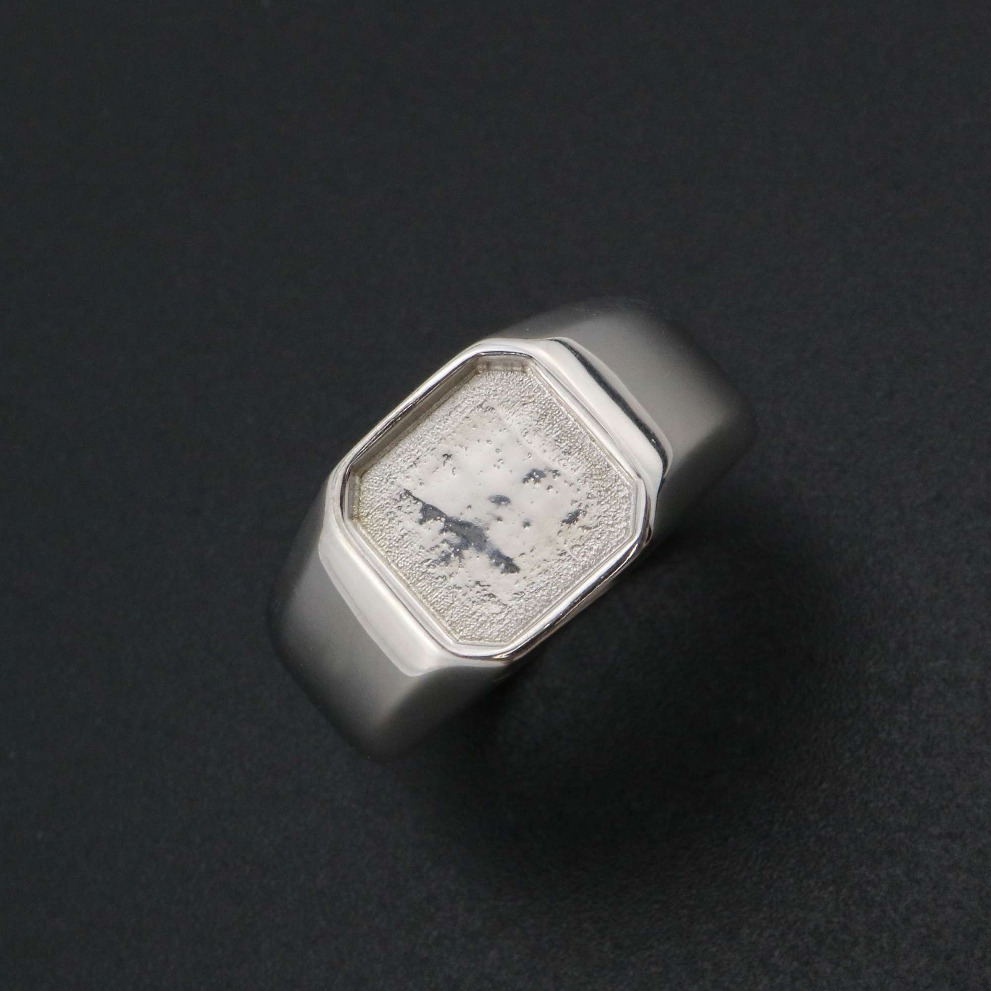 9MM Square Bezel Ring Settings Solid Back Breast Milk Resin 925 Sterling Silver DIY Men's Adjustable Ring 1294222 - Click Image to Close