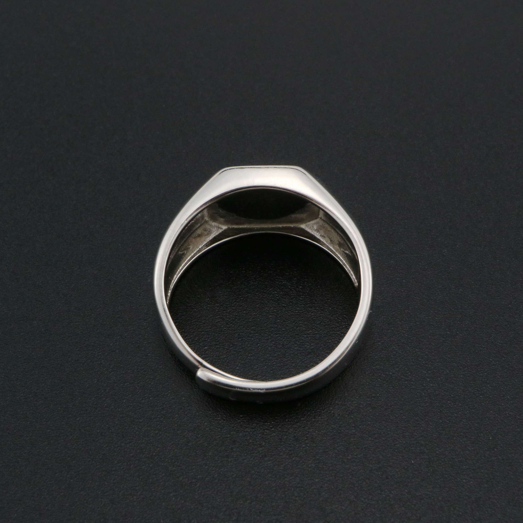 9MM Square Bezel Ring Settings Solid Back Breast Milk Resin 925 Sterling Silver DIY Men's Adjustable Ring 1294222 - Click Image to Close