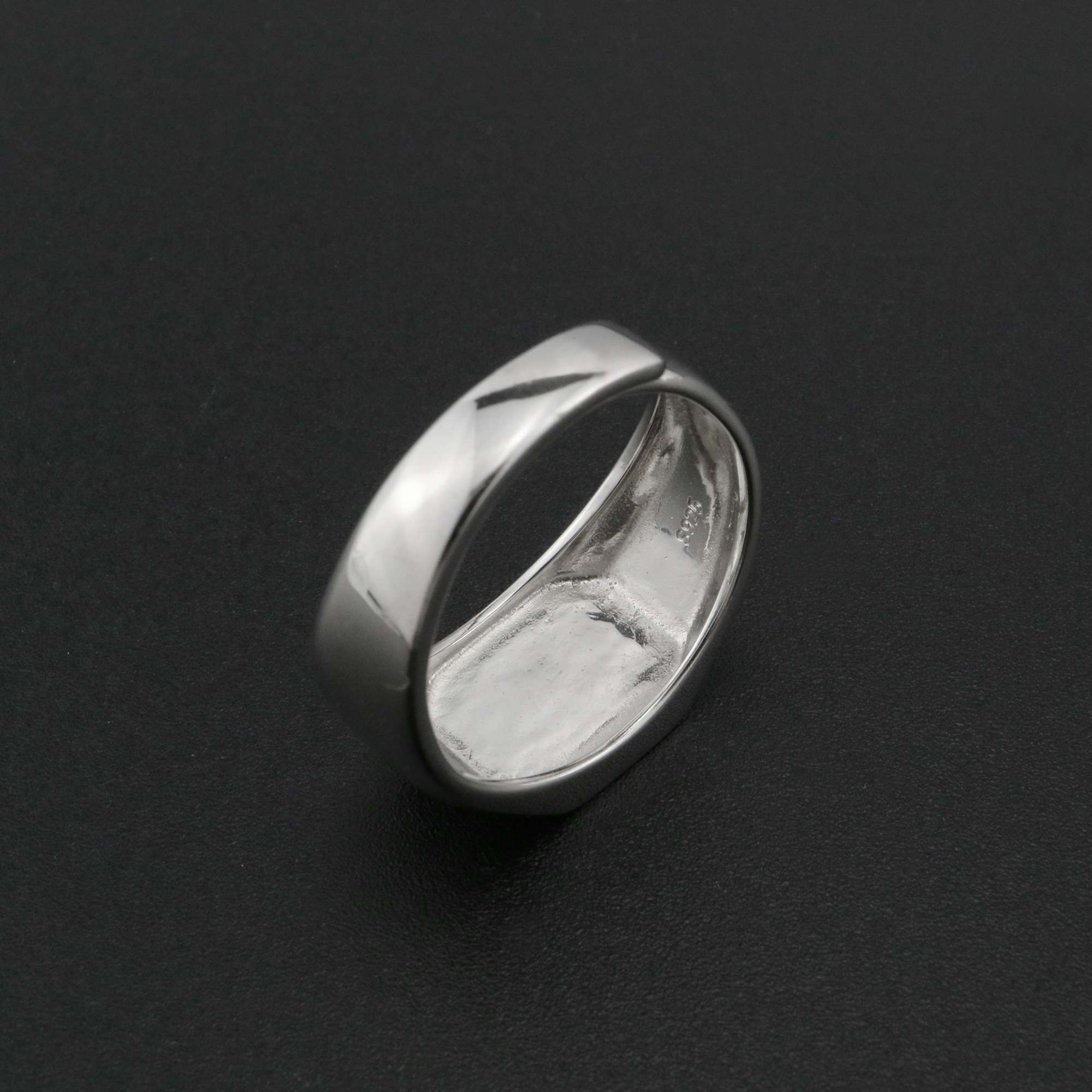 9MM Square Bezel Ring Settings Solid Back Breast Milk Resin 925 Sterling Silver DIY Men's Adjustable Ring 1294222 - Click Image to Close