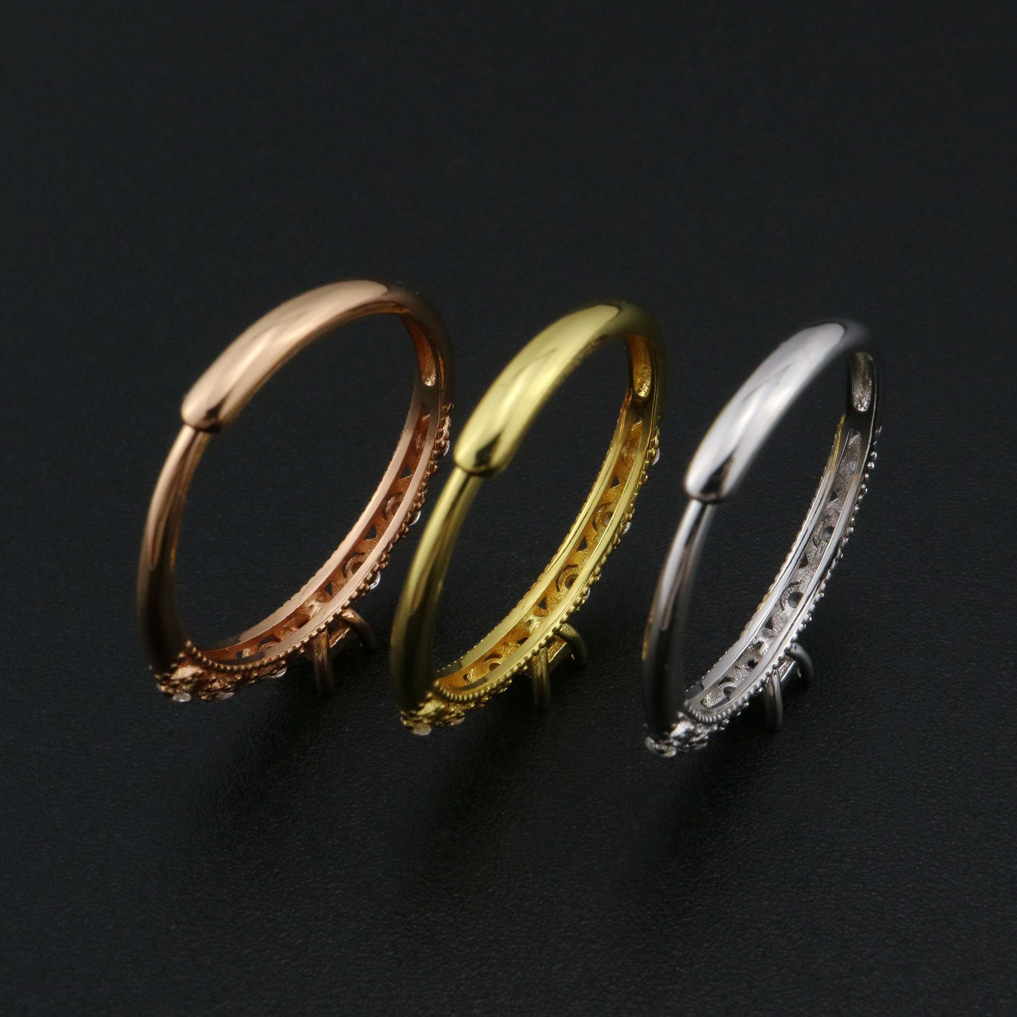 3MM Square Ring Settings vintage Style Solid 925 Sterling Silver Rose Gold Plated DIY Adjustable Ring Bezel for Gemstone 1294228 - Click Image to Close