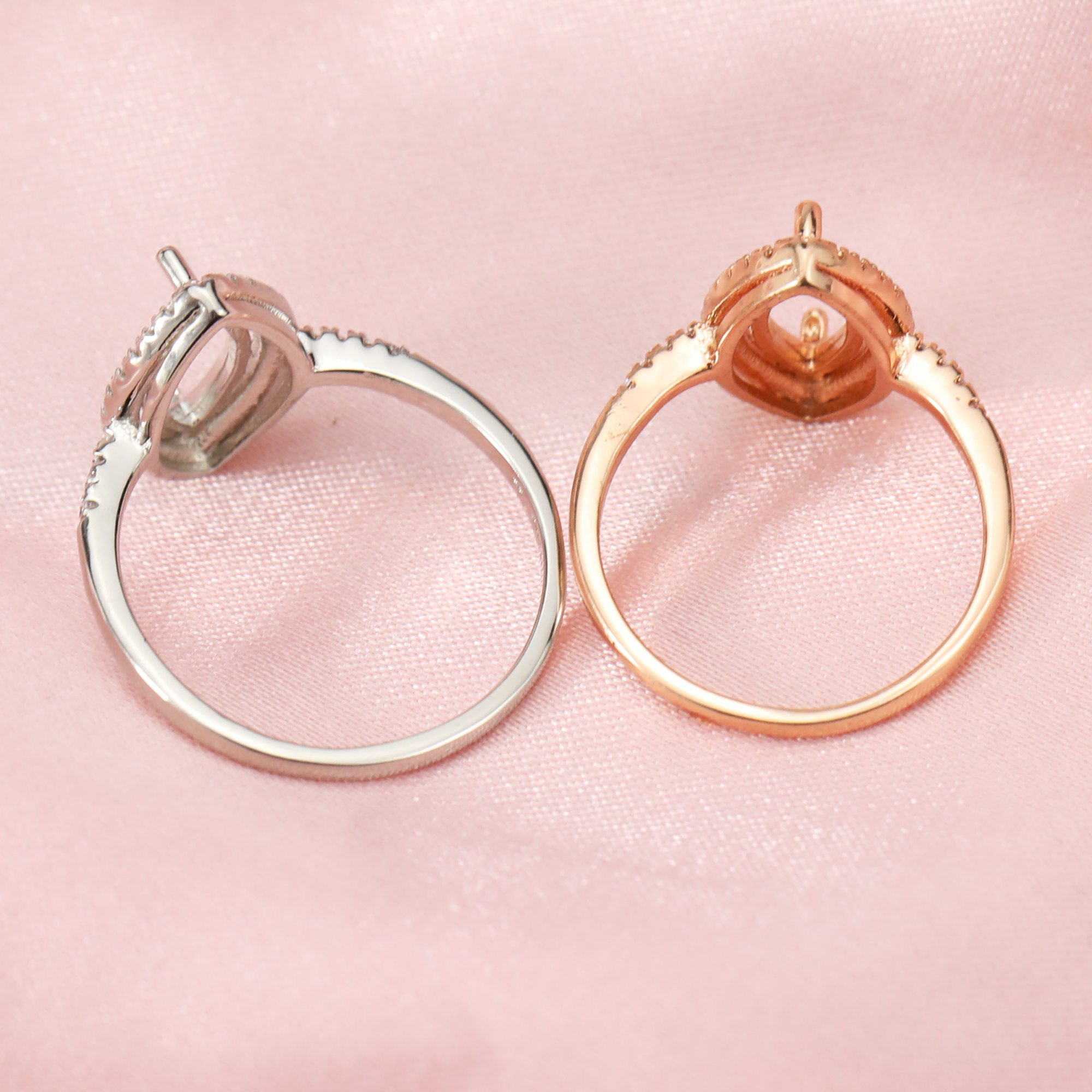 Keepsake Breast Milk Marquise Halo Prong Ring Settings Resin Solid 14K Gold Moissanite Accents DIY Ring Blank Band 1294235-1