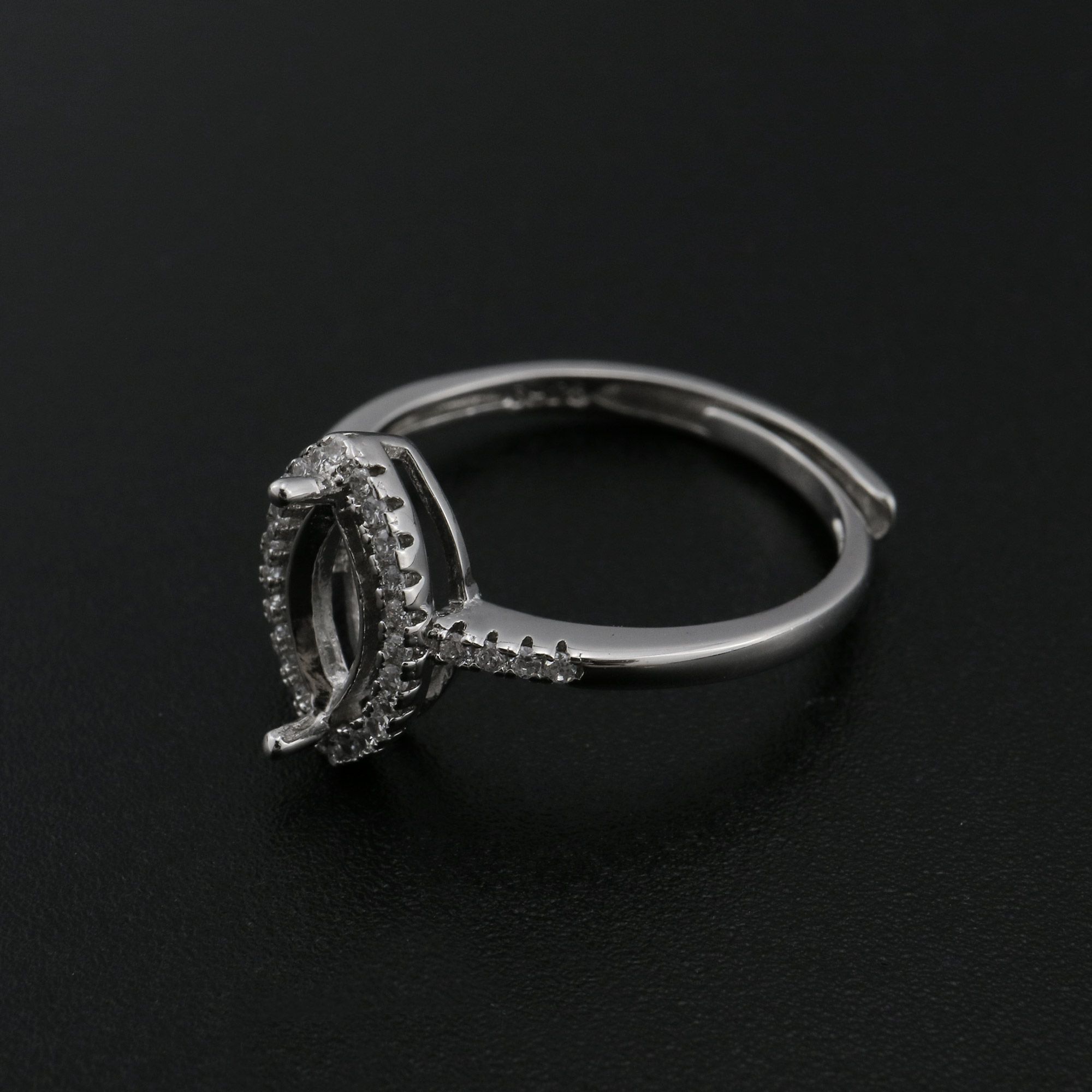5x10MM Halo Marquise Prong Ring Settings Solid 925 Silver Rose Gold Plated DIY Adjustable Ring Bezel for Gemstone Supplies 1294235 - Click Image to Close
