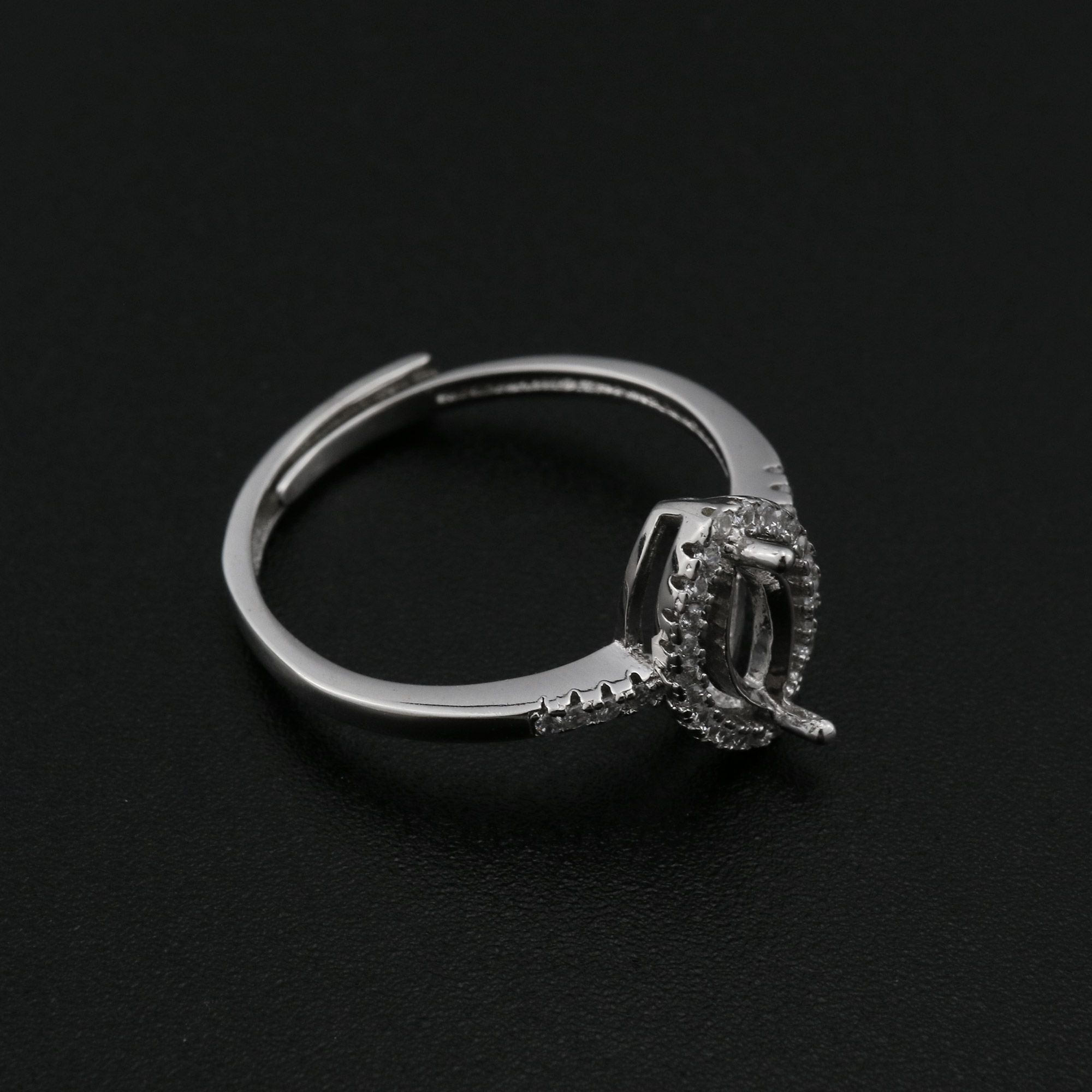 5x10MM Halo Marquise Prong Ring Settings Solid 925 Silver Rose Gold Plated DIY Adjustable Ring Bezel for Gemstone Supplies 1294235 - Click Image to Close