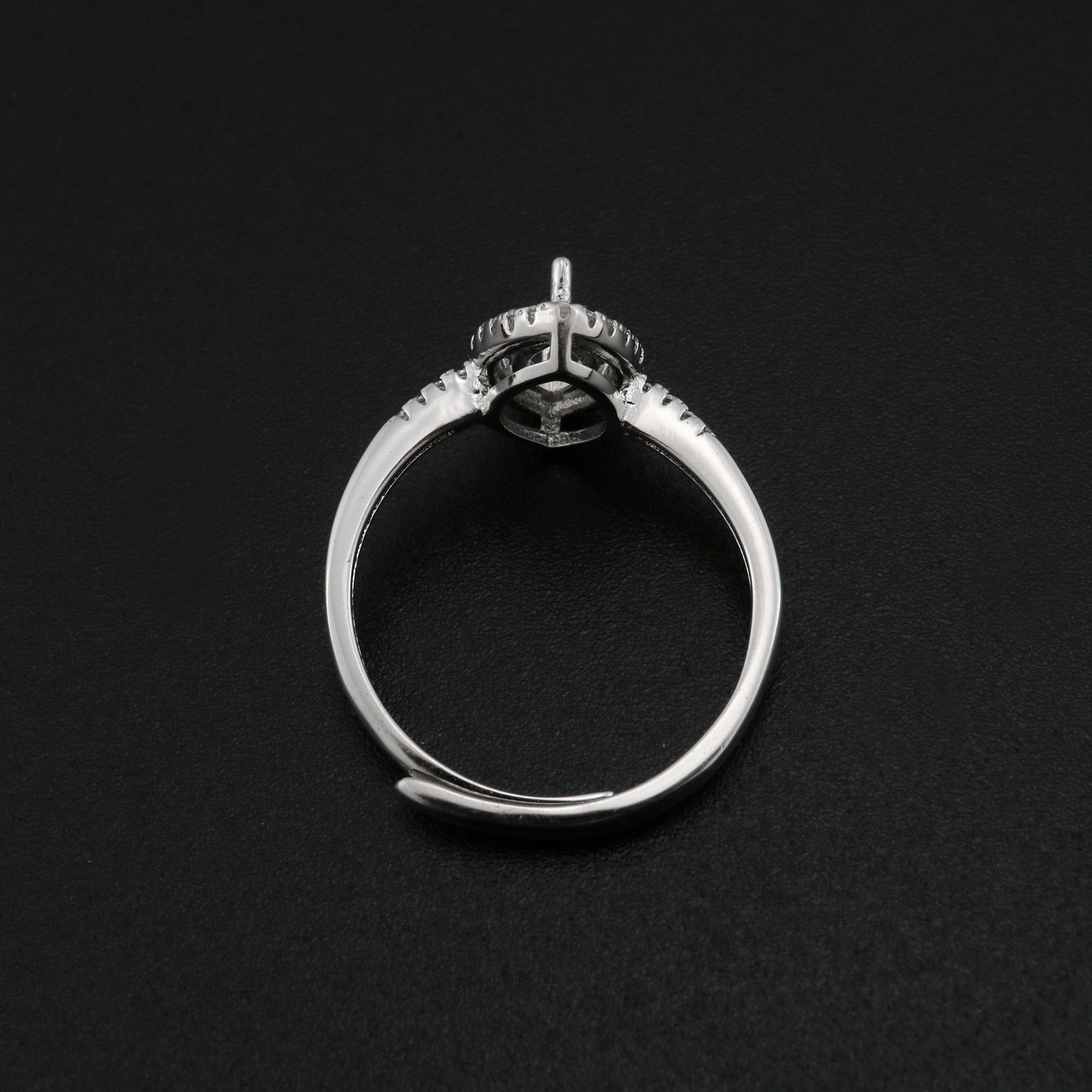 5x10MM Halo Marquise Prong Ring Settings Solid 925 Silver Rose Gold Plated DIY Adjustable Ring Bezel for Gemstone Supplies 1294235 - Click Image to Close