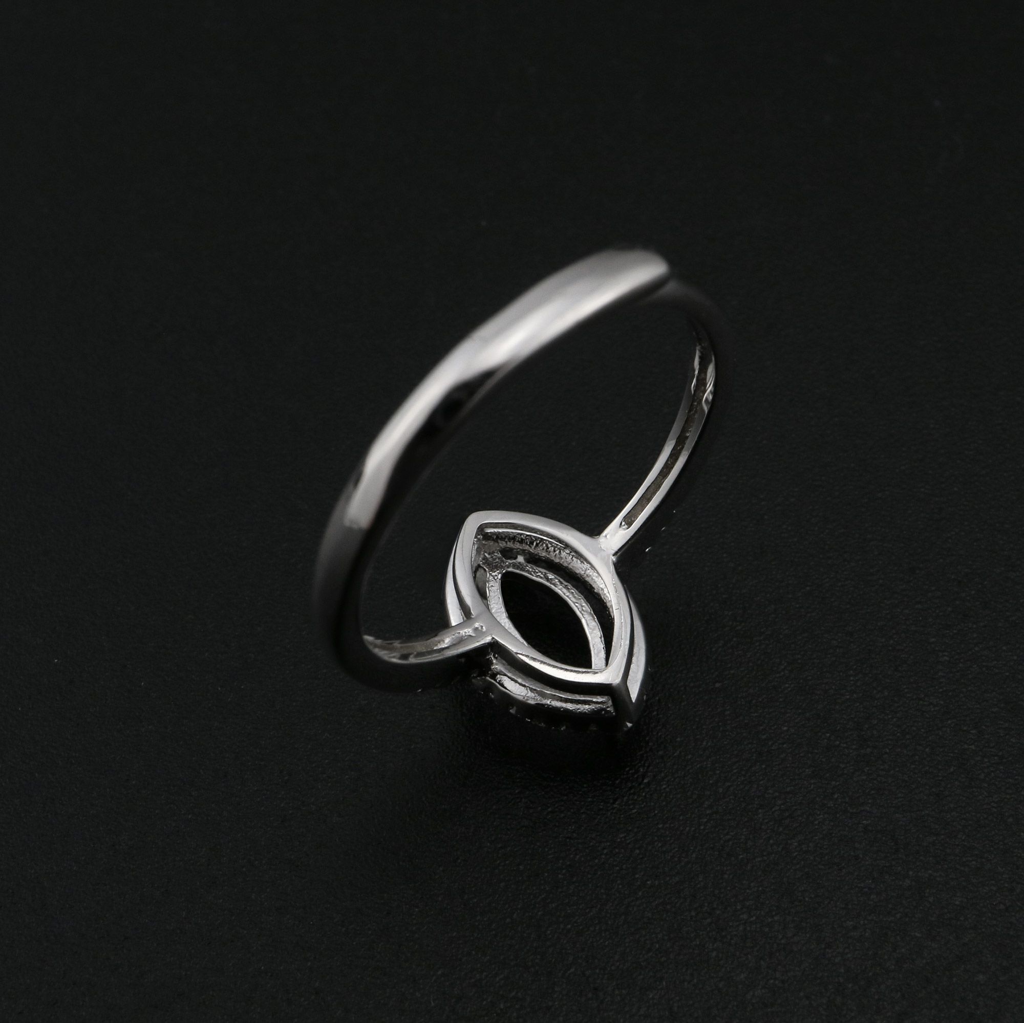 5x10MM Halo Marquise Prong Ring Settings Solid 925 Silver Rose Gold Plated DIY Adjustable Ring Bezel for Gemstone Supplies 1294235 - Click Image to Close