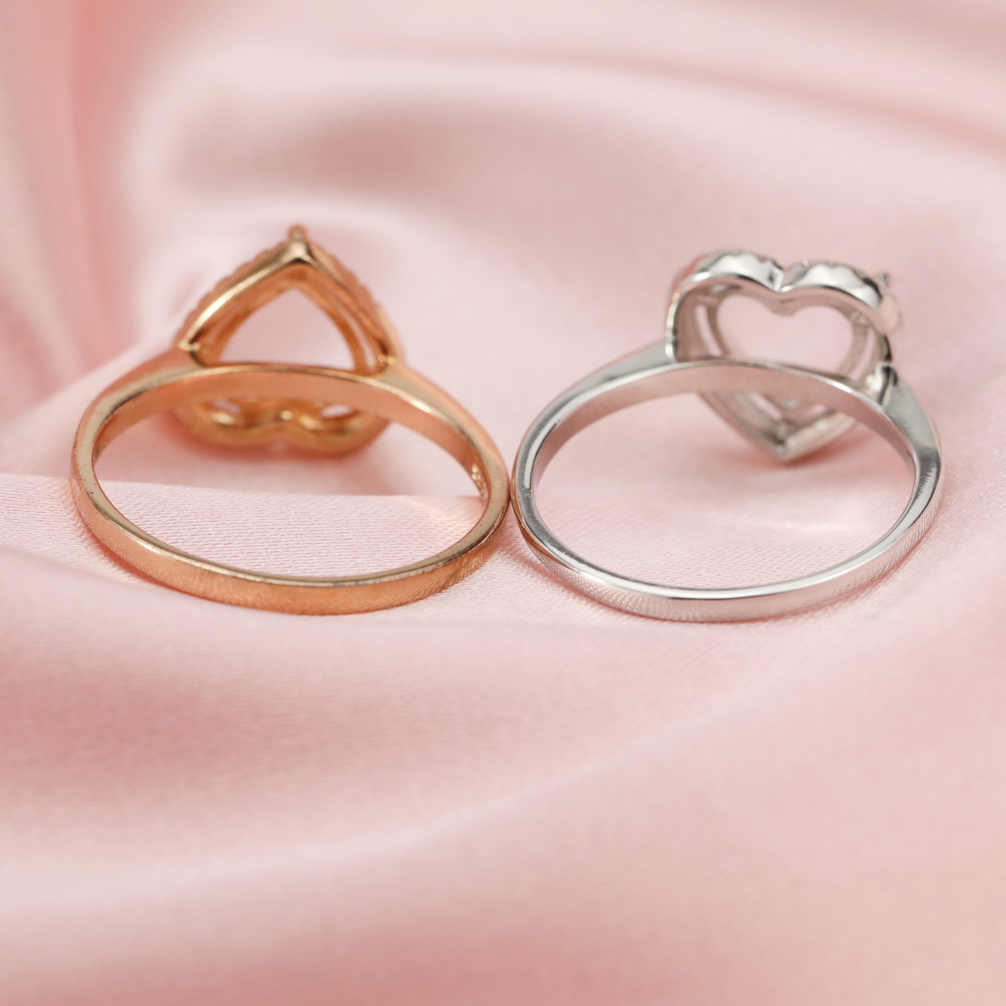 Keepsake Breast Milk Heart Halo Prong Ring Settings Resin Solid 14K Gold Moissanite Accents DIY Ring Blank Band 1294237-1 - Click Image to Close