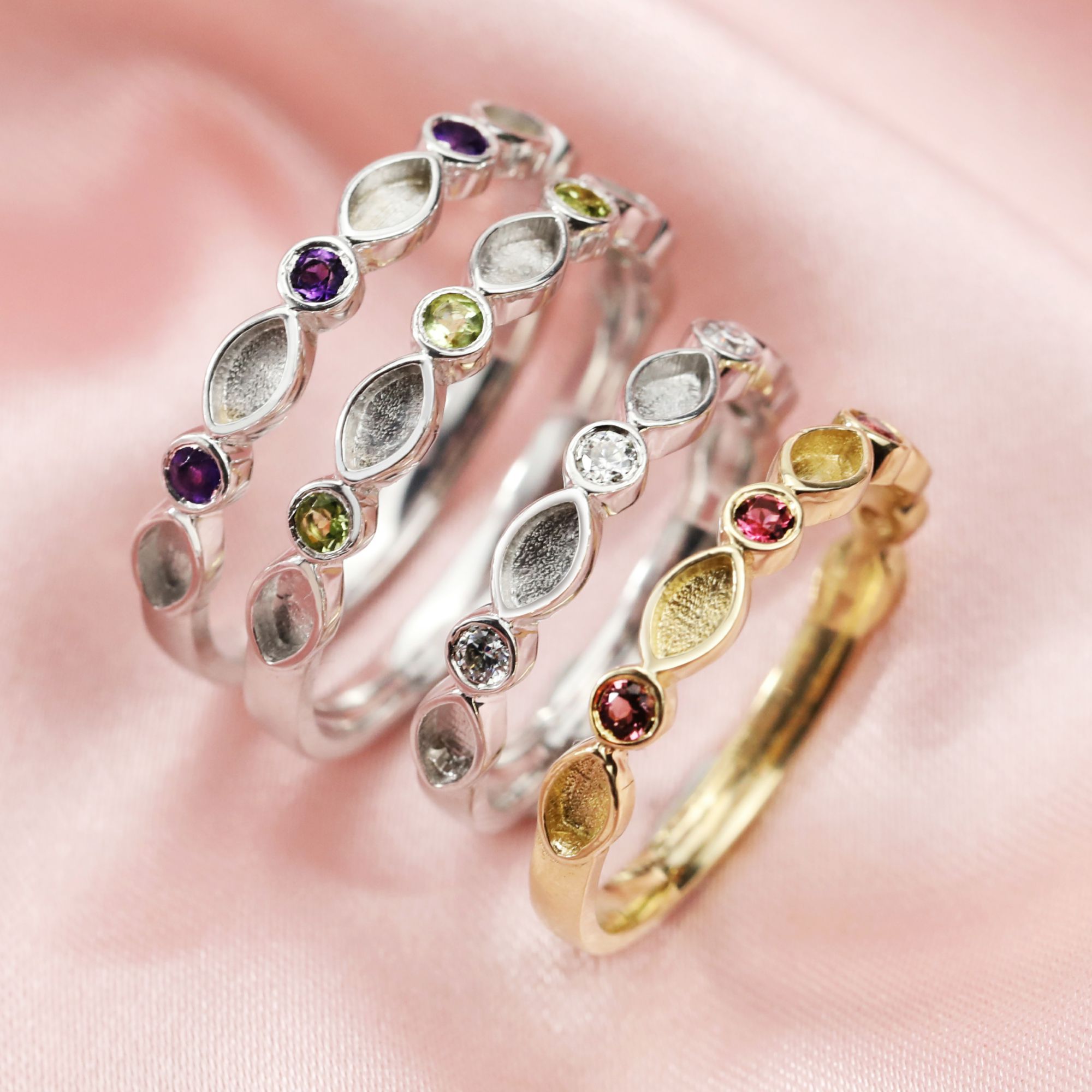 Keepsake Solid 9K 14K 18K Gold Ring Settings for Breast Milk Resin 2x4MM Marquise Bezel with 2mm Birthstone Stackable Ring Bezel 1294265 - Click Image to Close
