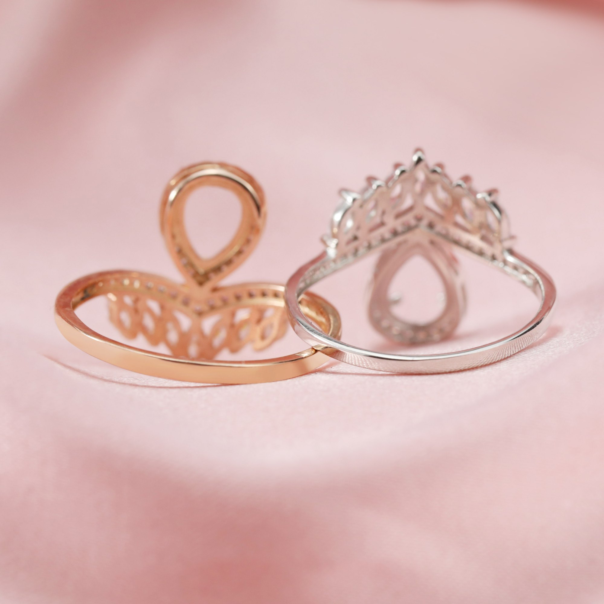 6x8MM Keepsake Breast Milk Resin Pear Ring Settings Crown Solid 14K Gold Ring with Moissanite Accent Stone DIY Prong Ring Bezel Supplies 1294270 - Click Image to Close