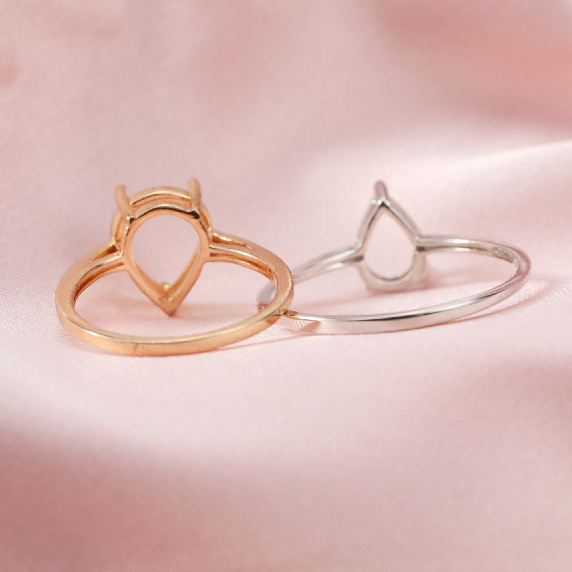 Keepsake Breast Milk Resin Pear Ring Settings Solid 14K Gold Ring Simple DIY Prong Ring Bezel Supplies 1294275 - Click Image to Close