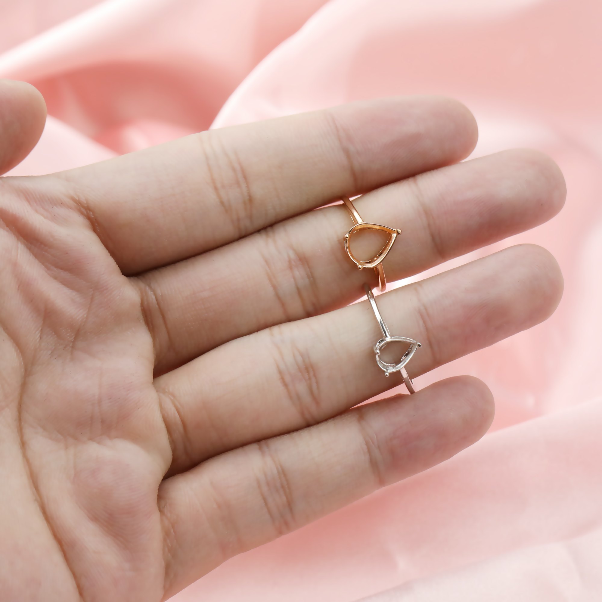 Keepsake Breast Milk Resin Pear Ring Settings Solid 14K Gold Ring Simple DIY Prong Ring Bezel Supplies 1294275 - Click Image to Close